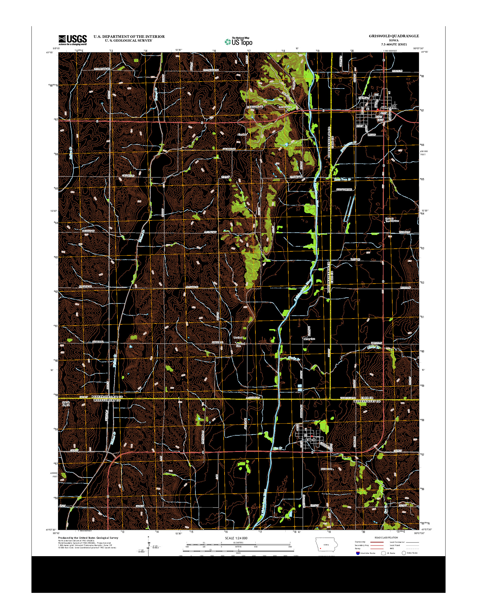 USGS US TOPO 7.5-MINUTE MAP FOR GRISWOLD, IA 2013