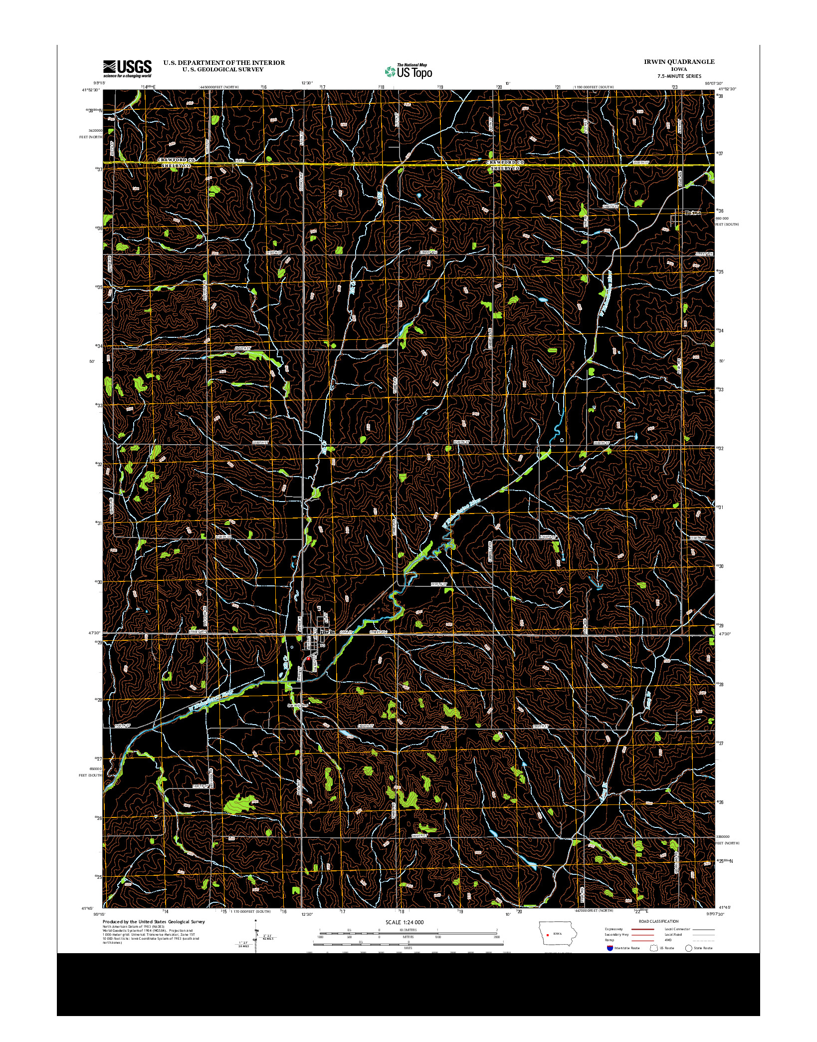 USGS US TOPO 7.5-MINUTE MAP FOR IRWIN, IA 2013