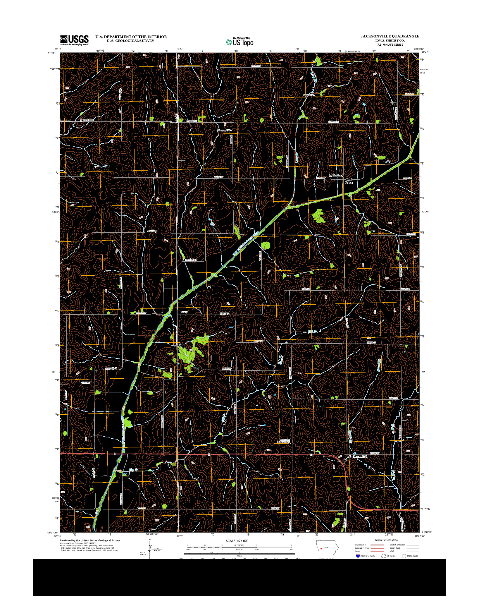 USGS US TOPO 7.5-MINUTE MAP FOR JACKSONVILLE, IA 2013