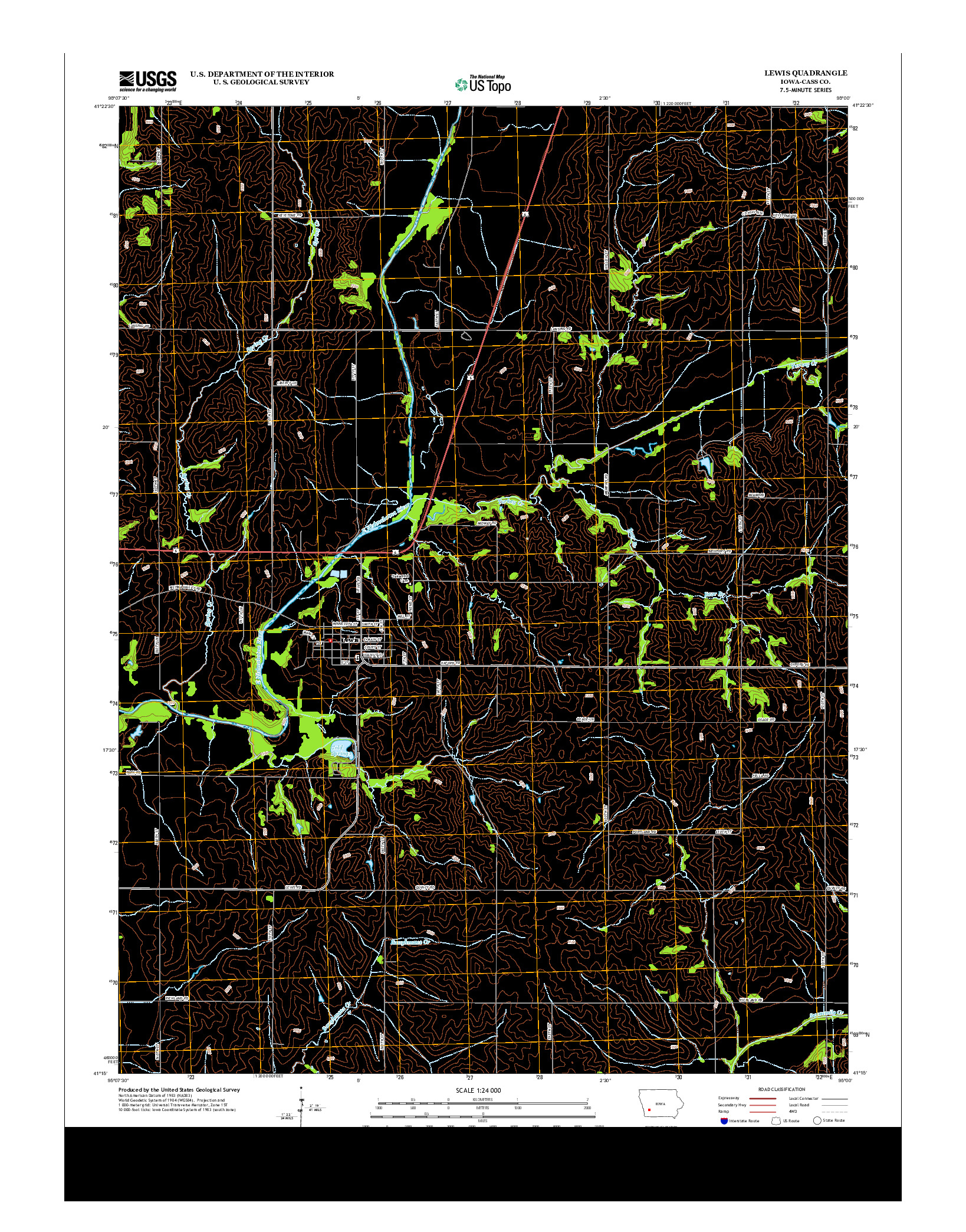 USGS US TOPO 7.5-MINUTE MAP FOR LEWIS, IA 2013