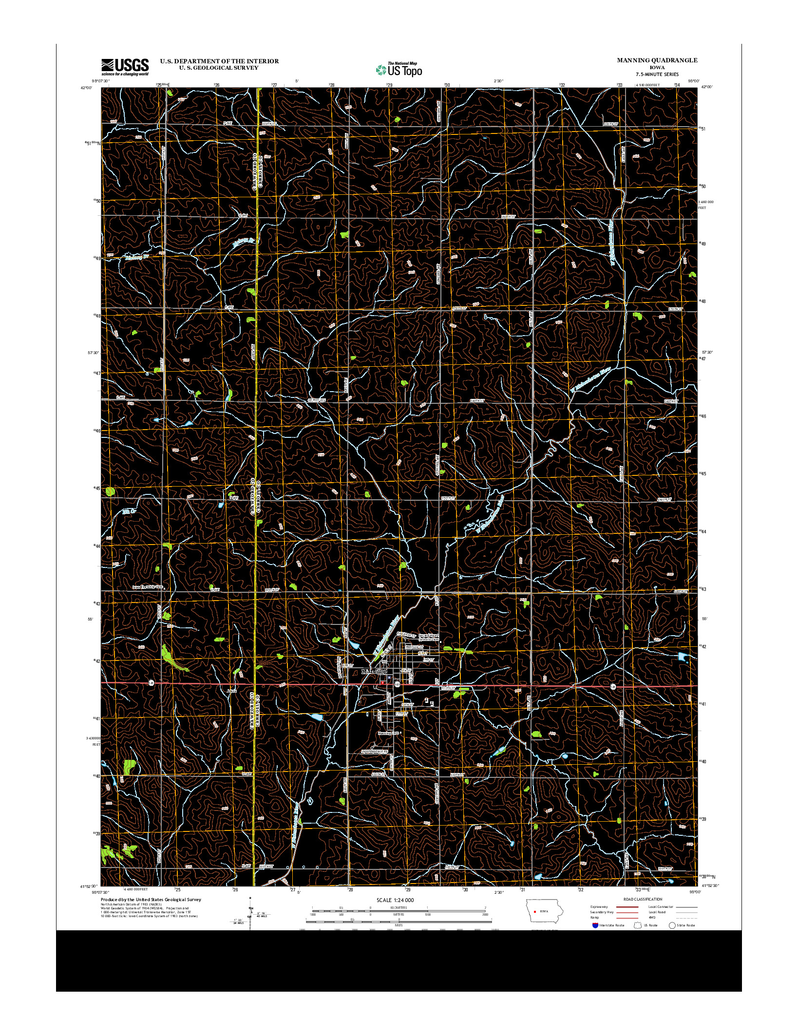 USGS US TOPO 7.5-MINUTE MAP FOR MANNING, IA 2013