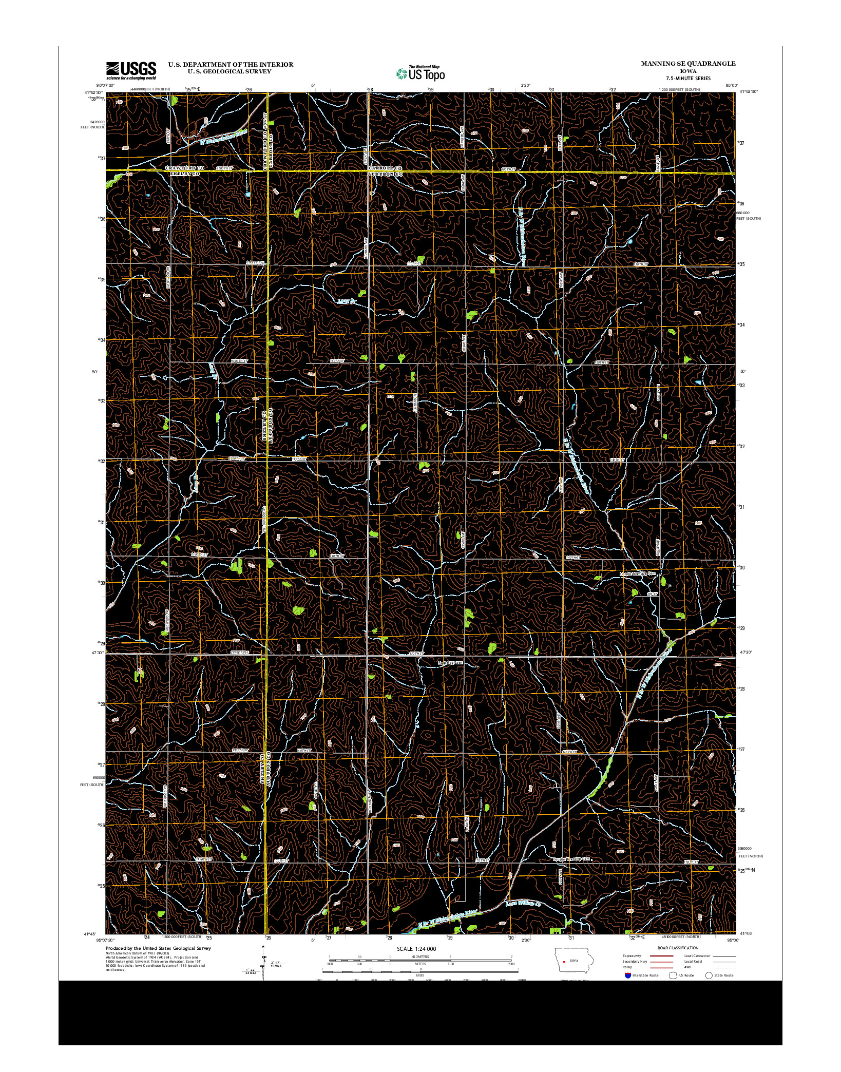 USGS US TOPO 7.5-MINUTE MAP FOR MANNING SE, IA 2013