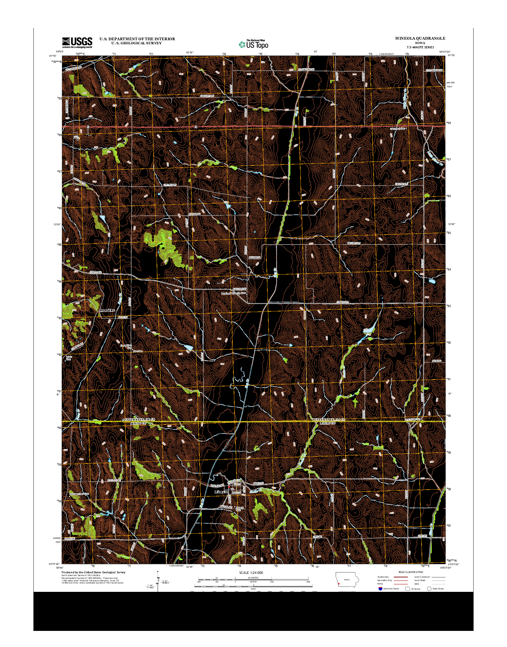 USGS US TOPO 7.5-MINUTE MAP FOR MINEOLA, IA 2013