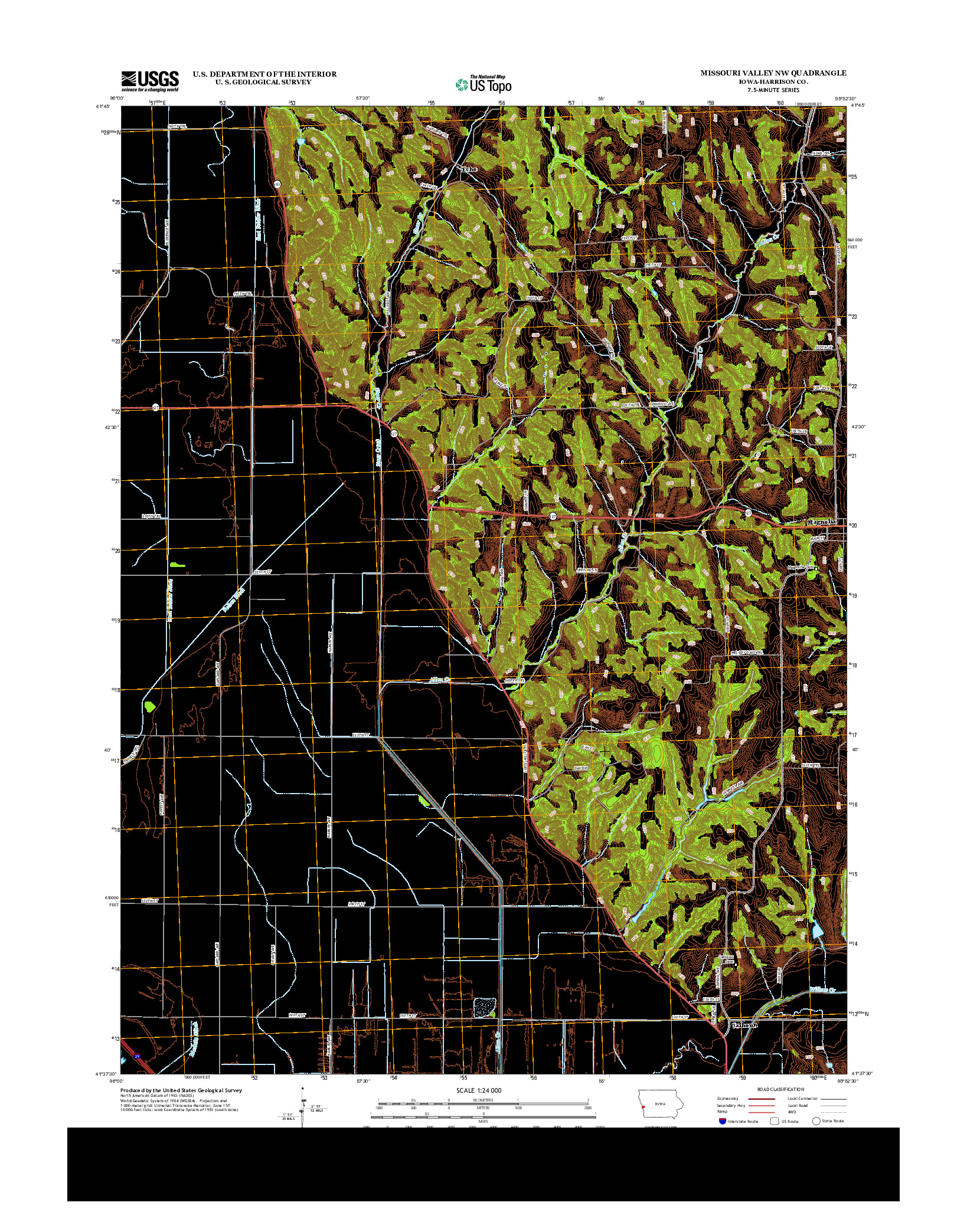 USGS US TOPO 7.5-MINUTE MAP FOR MISSOURI VALLEY NW, IA 2013