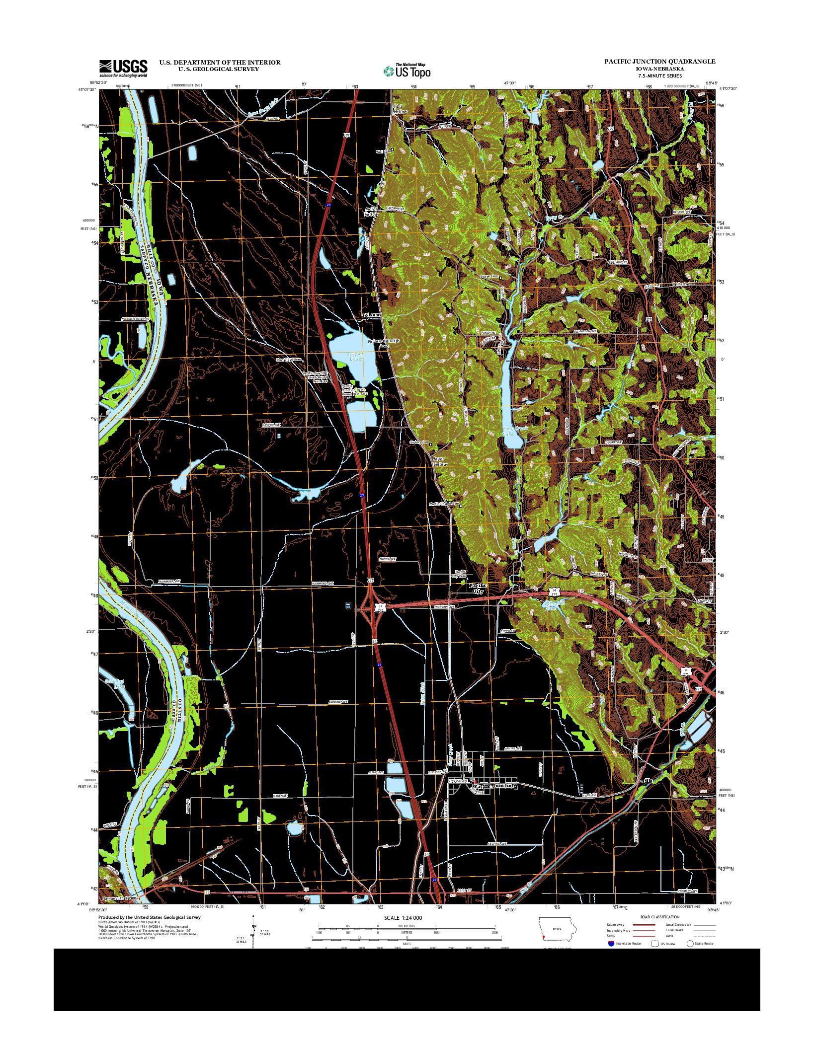 USGS US TOPO 7.5-MINUTE MAP FOR PACIFIC JUNCTION, IA-NE 2013