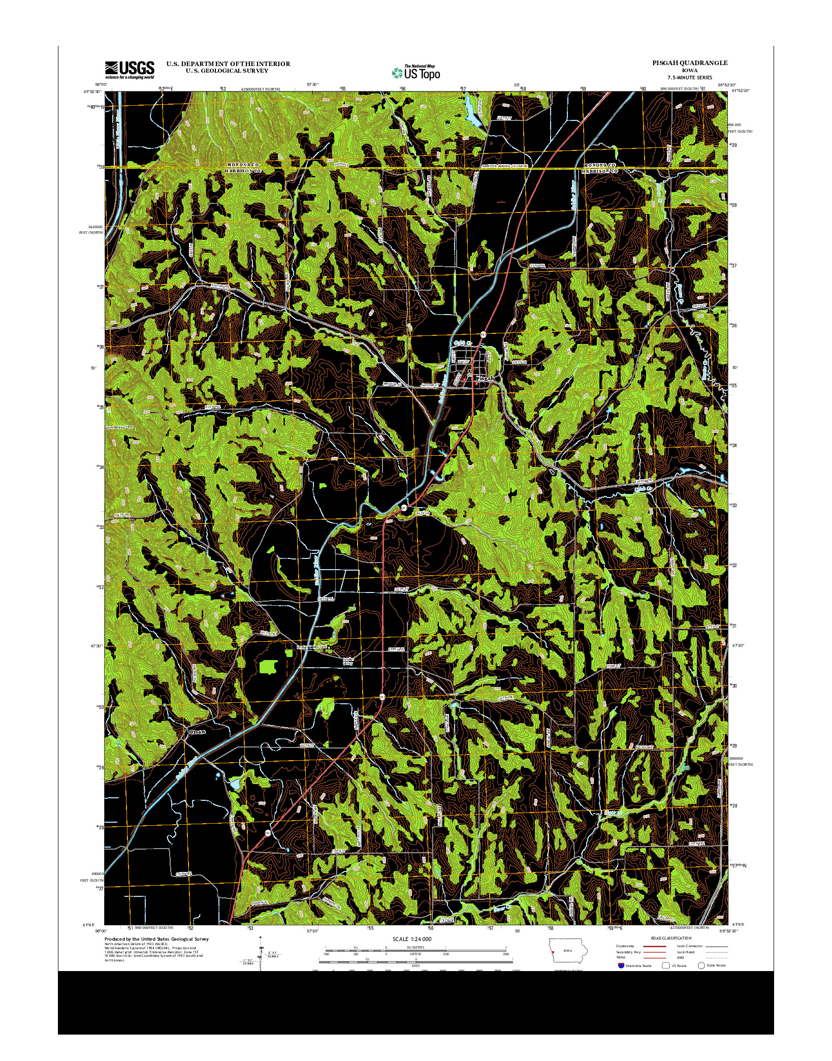 USGS US TOPO 7.5-MINUTE MAP FOR PISGAH, IA 2013