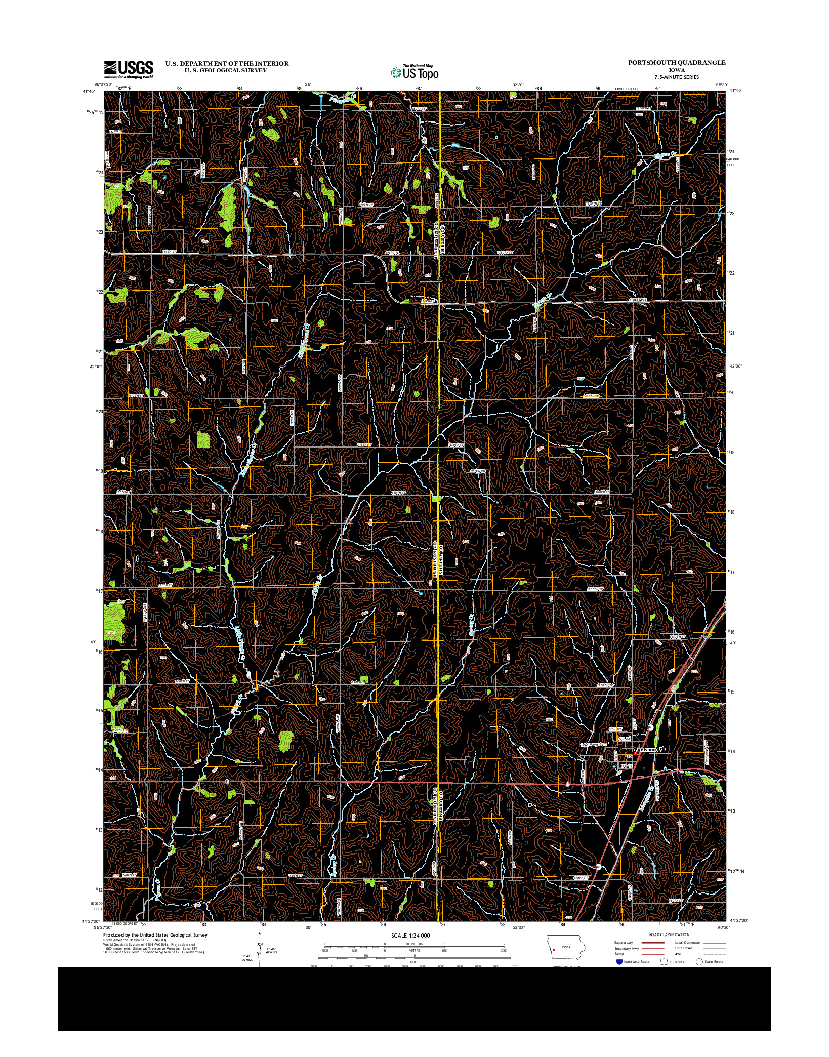 USGS US TOPO 7.5-MINUTE MAP FOR PORTSMOUTH, IA 2013