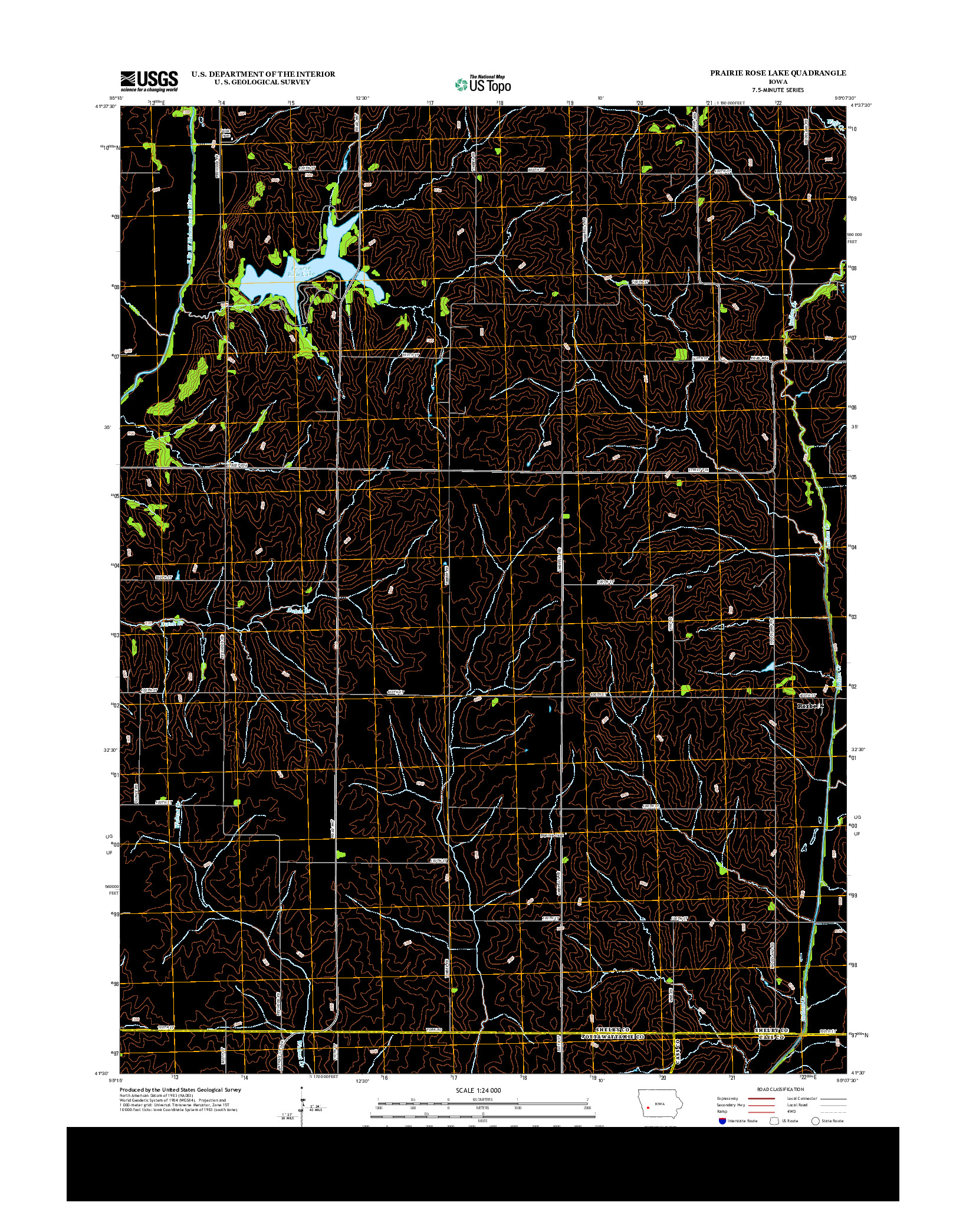 USGS US TOPO 7.5-MINUTE MAP FOR PRAIRIE ROSE LAKE, IA 2013