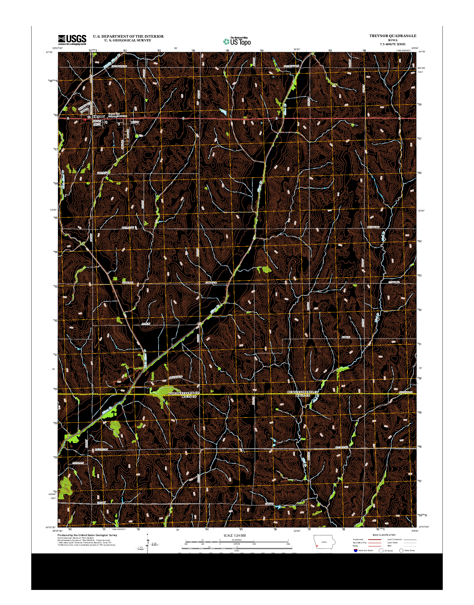 USGS US TOPO 7.5-MINUTE MAP FOR TREYNOR, IA 2013