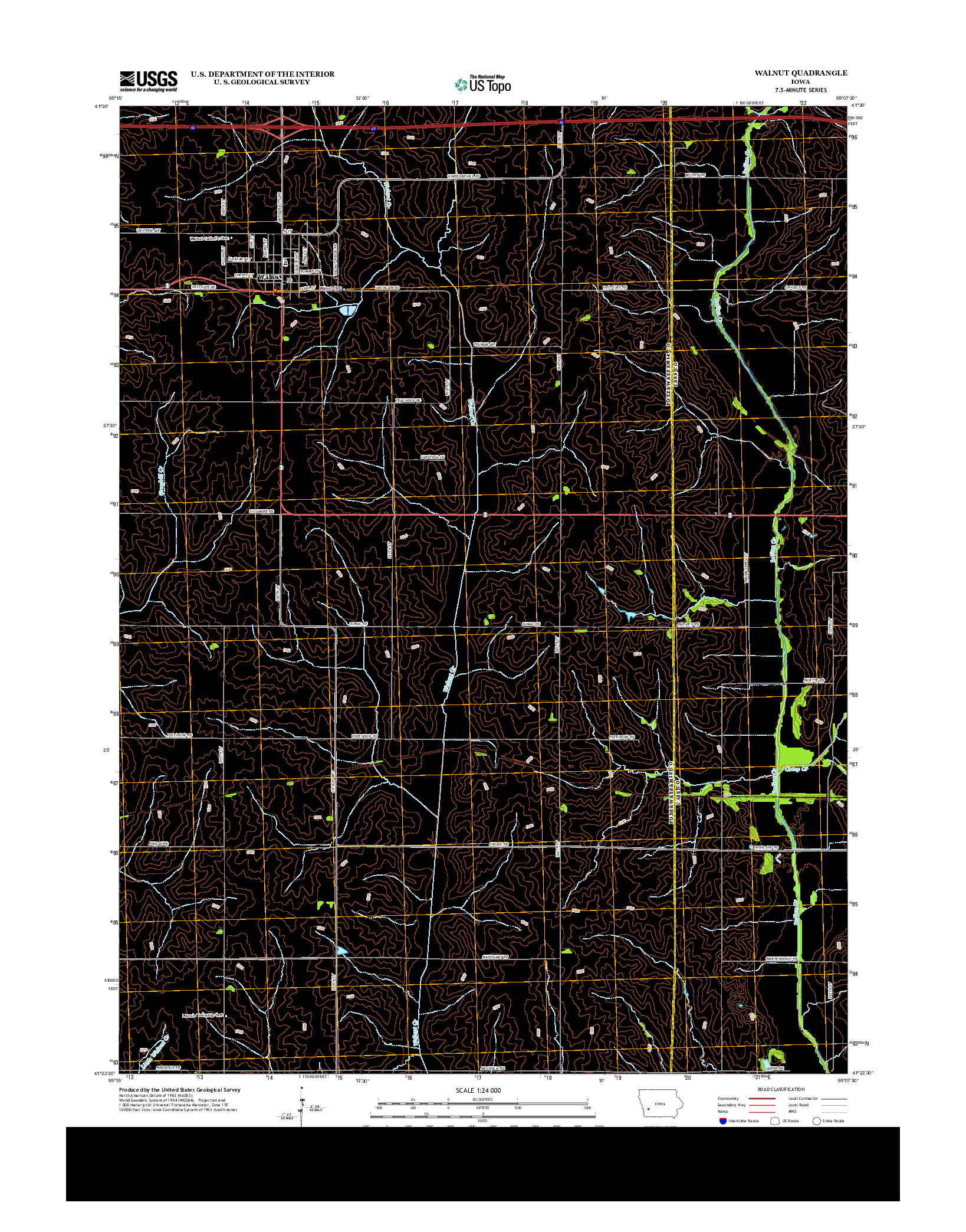 USGS US TOPO 7.5-MINUTE MAP FOR WALNUT, IA 2013