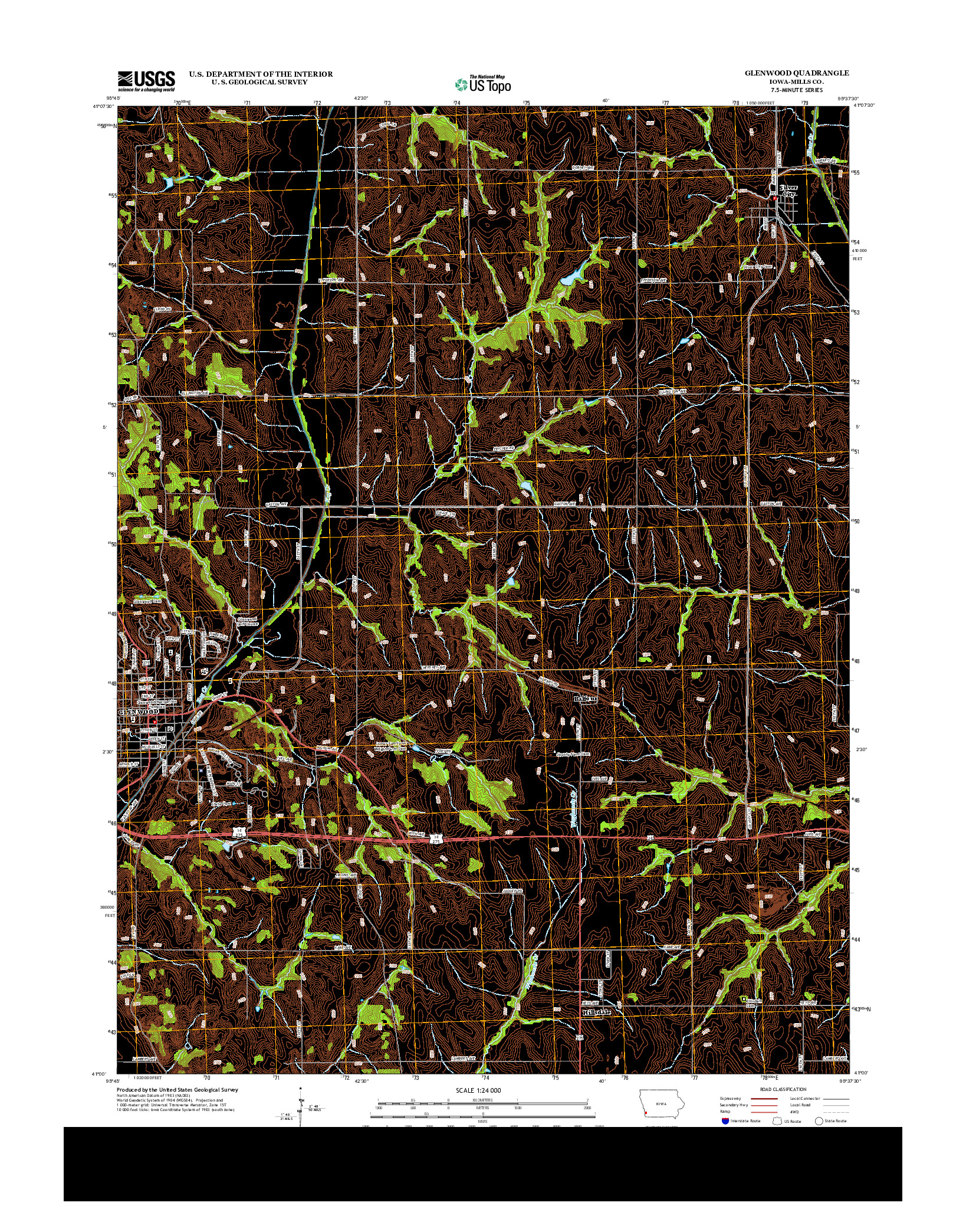 USGS US TOPO 7.5-MINUTE MAP FOR GLENWOOD, IA 2013