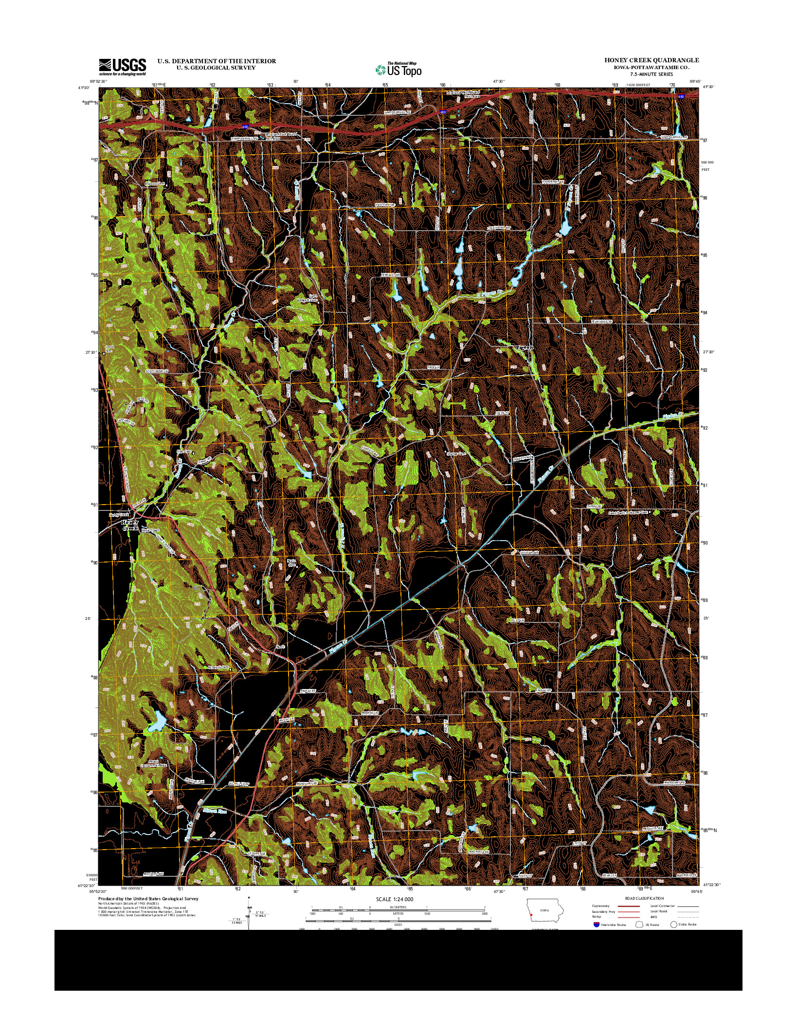 USGS US TOPO 7.5-MINUTE MAP FOR HONEY CREEK, IA 2013