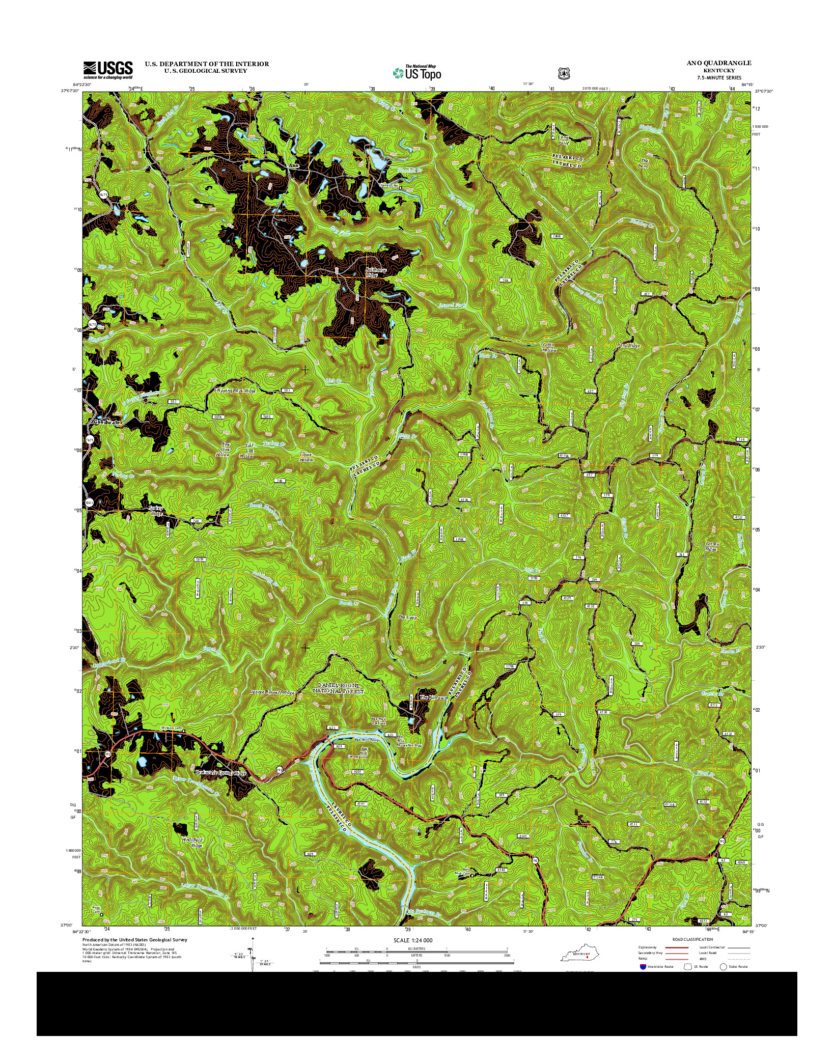 USGS US TOPO 7.5-MINUTE MAP FOR ANO, KY 2013