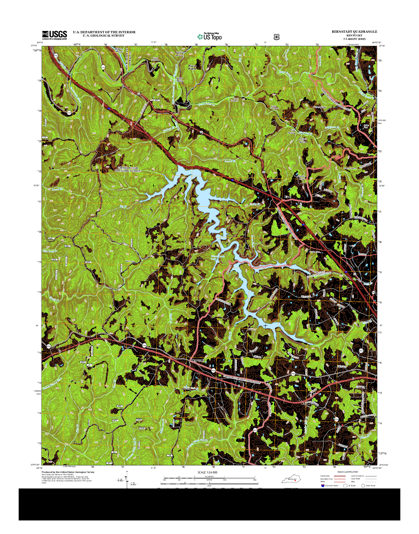 USGS US TOPO 7.5-MINUTE MAP FOR BERNSTADT, KY 2013