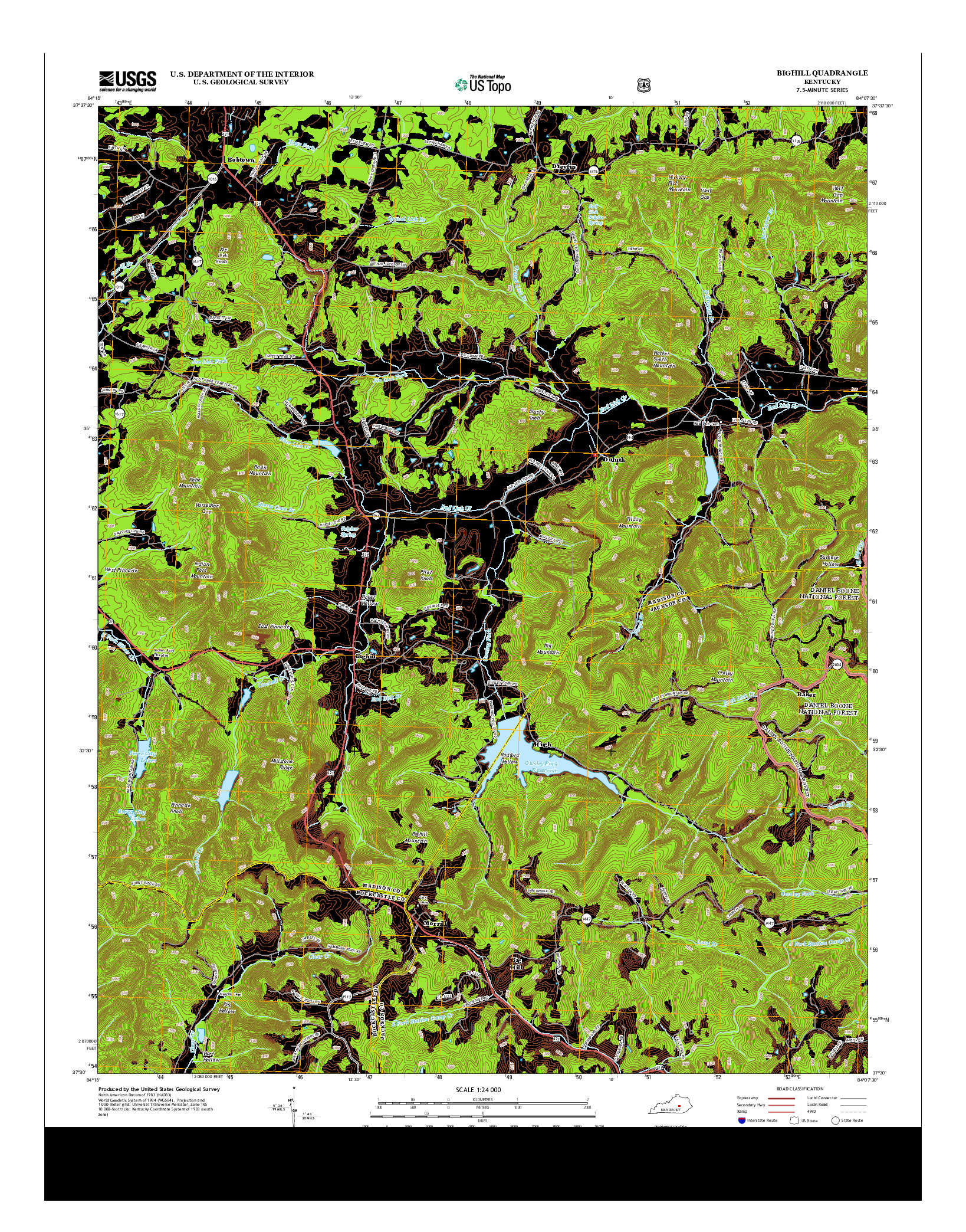 USGS US TOPO 7.5-MINUTE MAP FOR BIGHILL, KY 2013