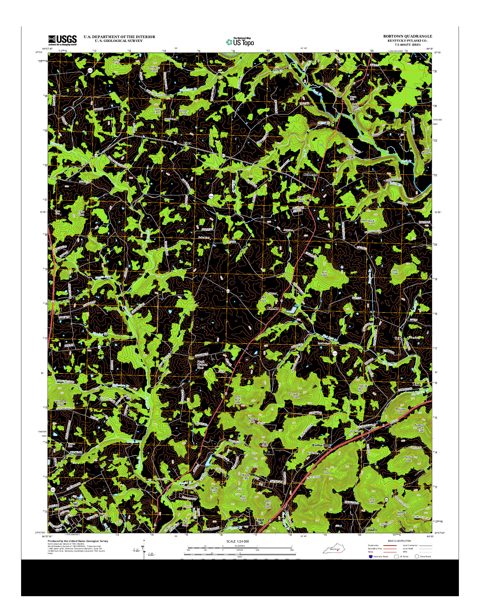 USGS US TOPO 7.5-MINUTE MAP FOR BOBTOWN, KY 2013