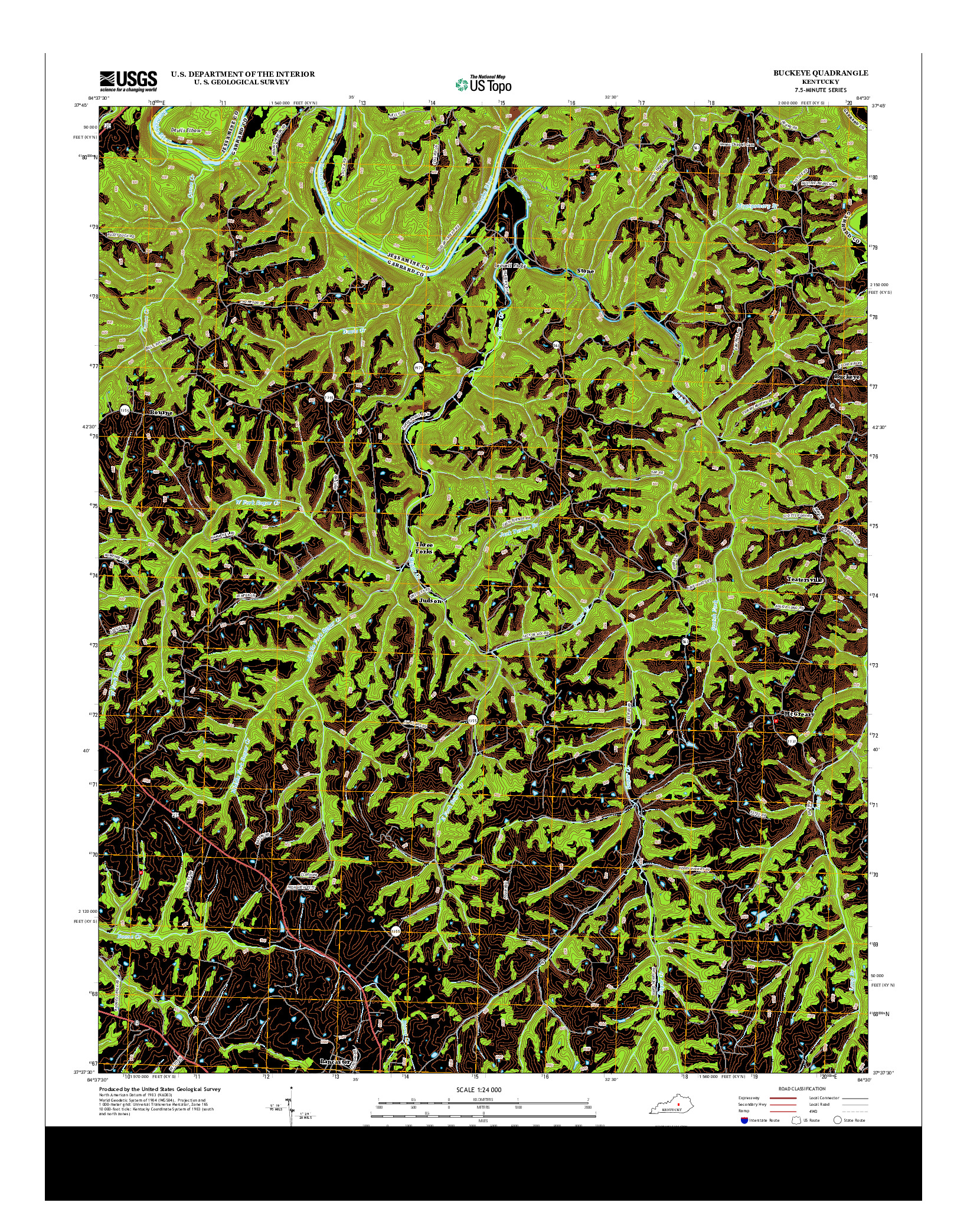 USGS US TOPO 7.5-MINUTE MAP FOR BUCKEYE, KY 2013