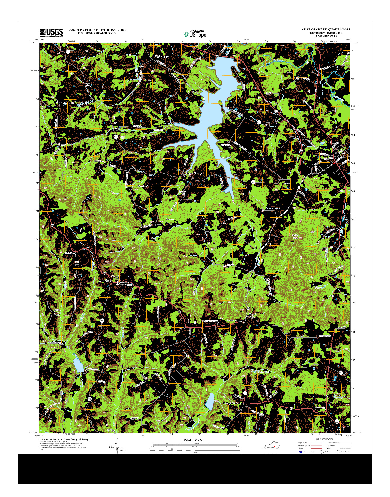 USGS US TOPO 7.5-MINUTE MAP FOR CRAB ORCHARD, KY 2013