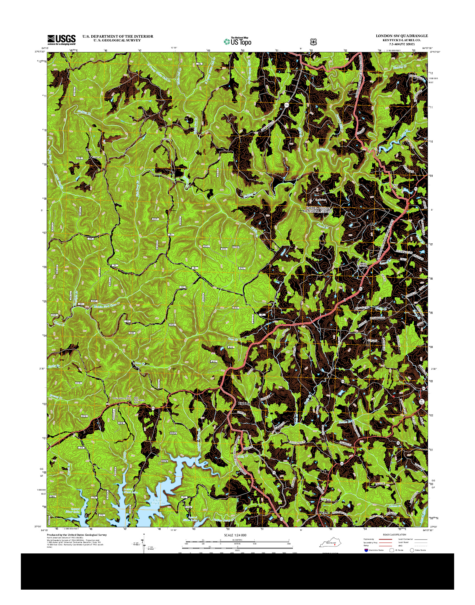 USGS US TOPO 7.5-MINUTE MAP FOR LONDON SW, KY 2013
