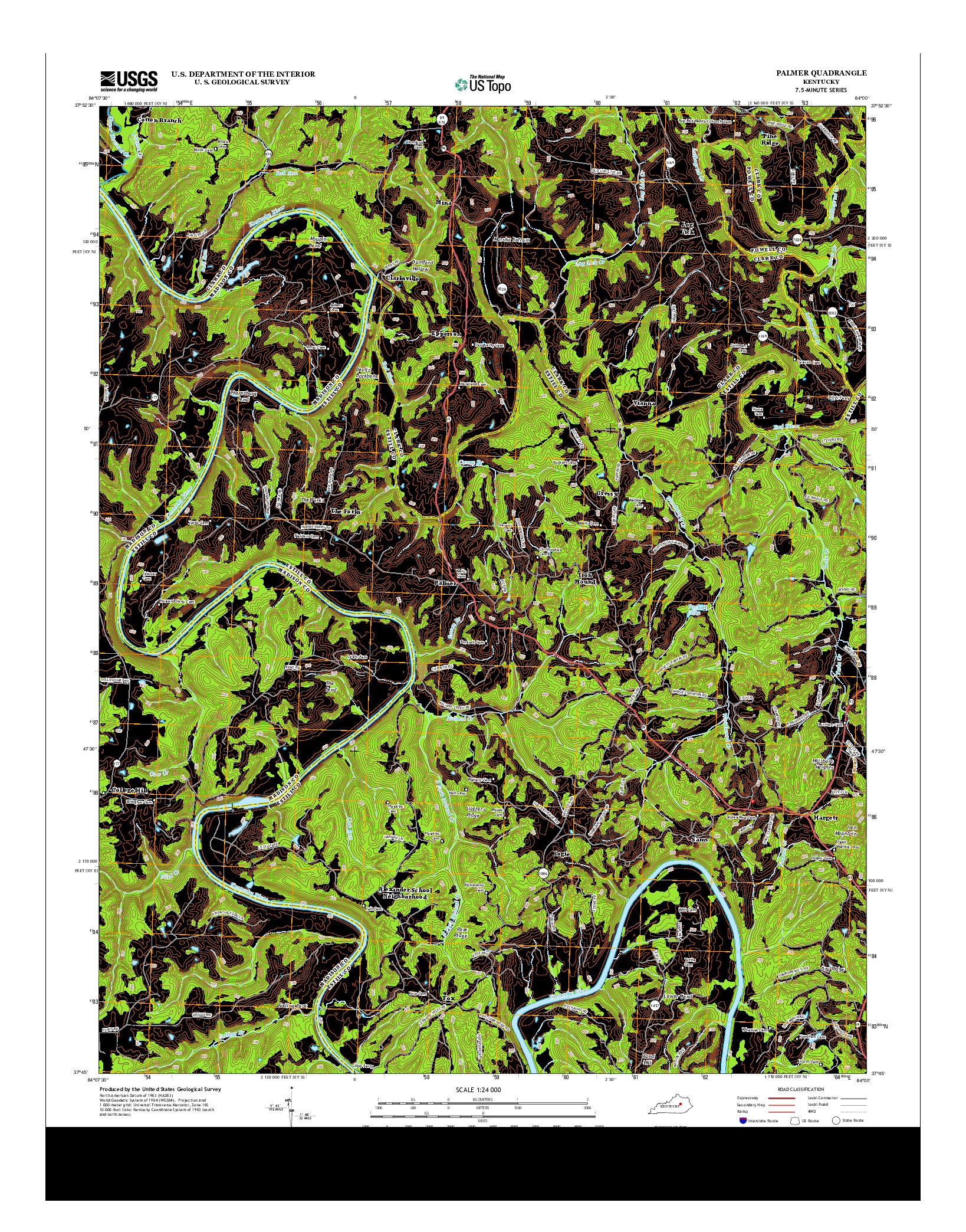 USGS US TOPO 7.5-MINUTE MAP FOR PALMER, KY 2013