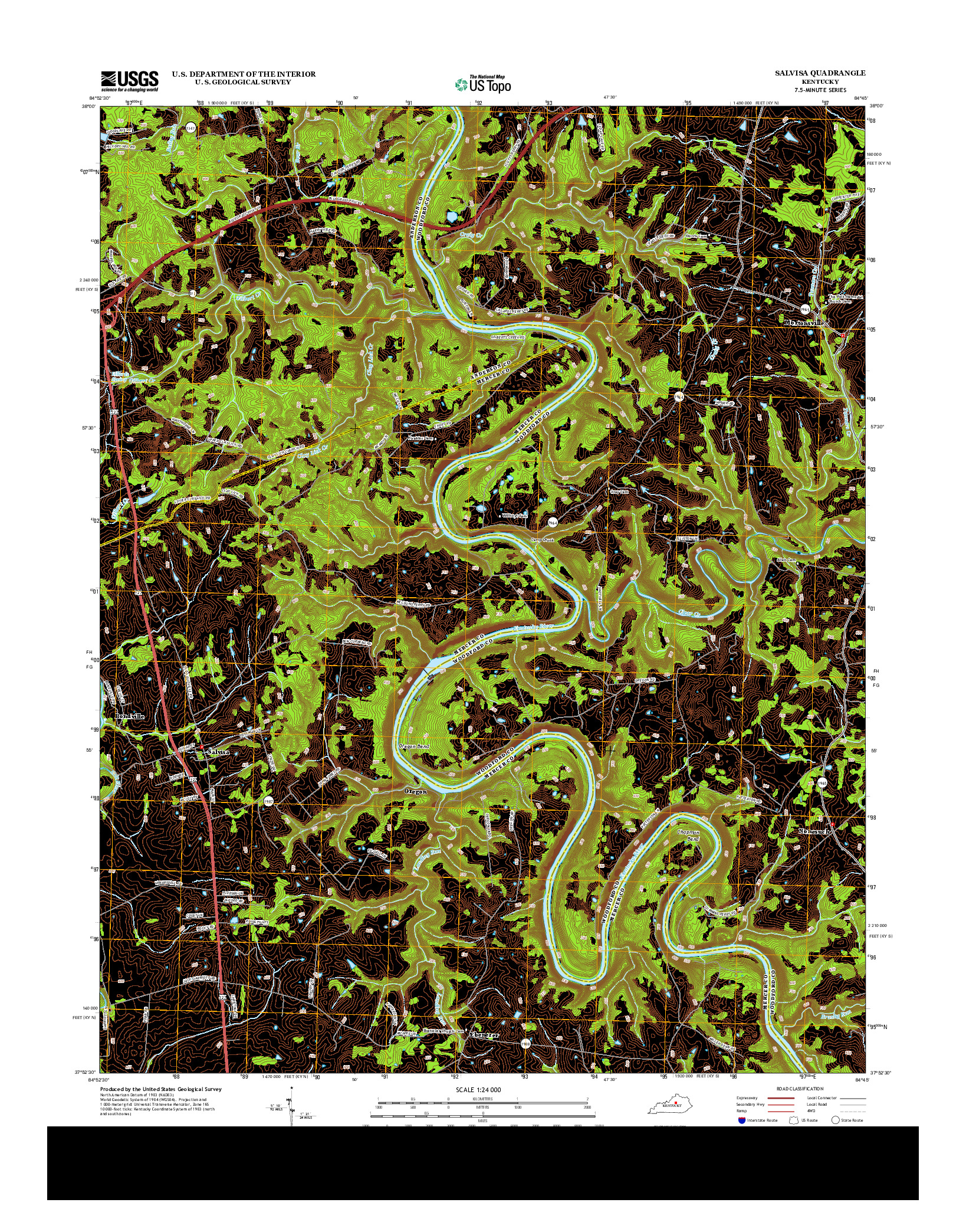 USGS US TOPO 7.5-MINUTE MAP FOR SALVISA, KY 2013