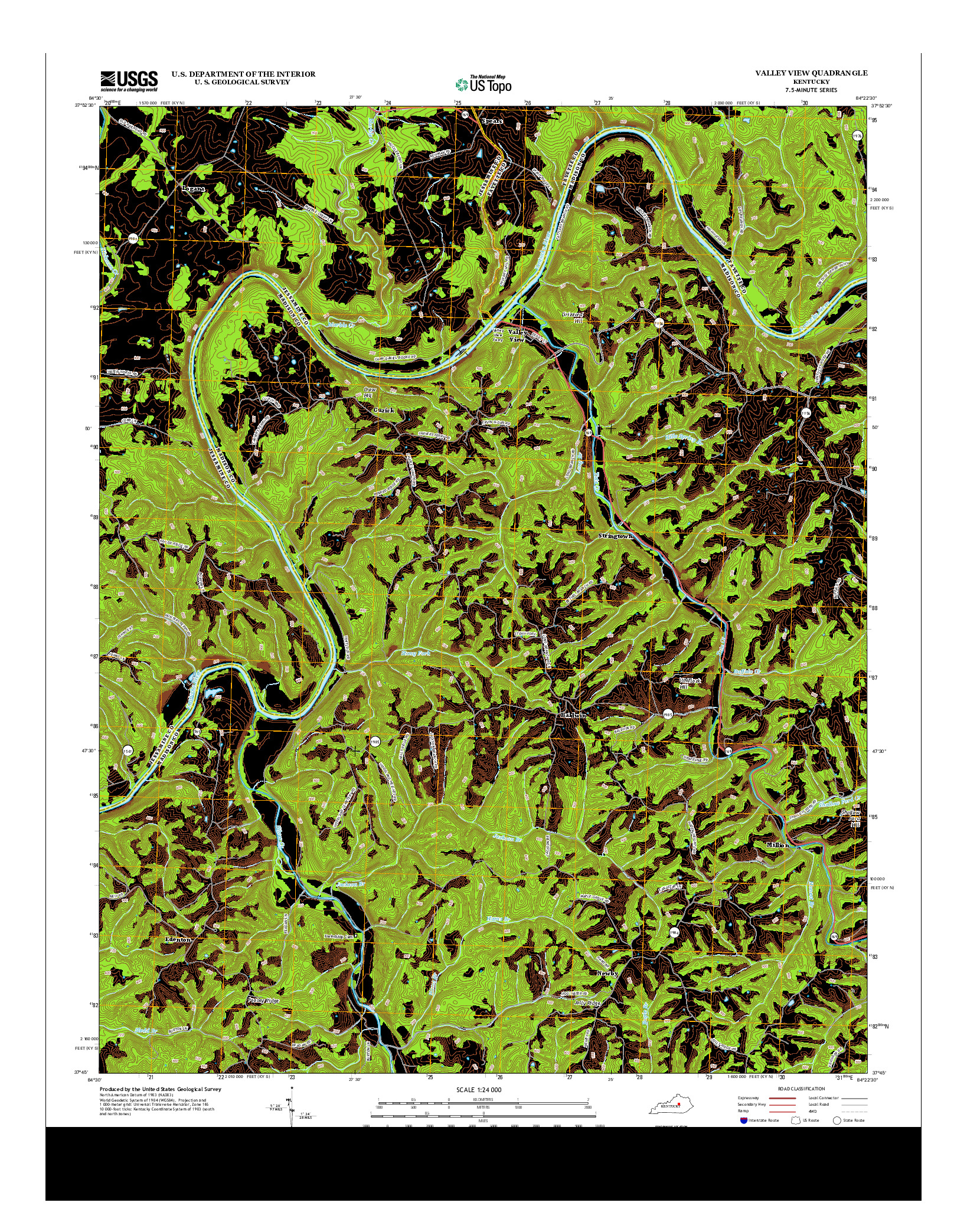 USGS US TOPO 7.5-MINUTE MAP FOR VALLEY VIEW, KY 2013