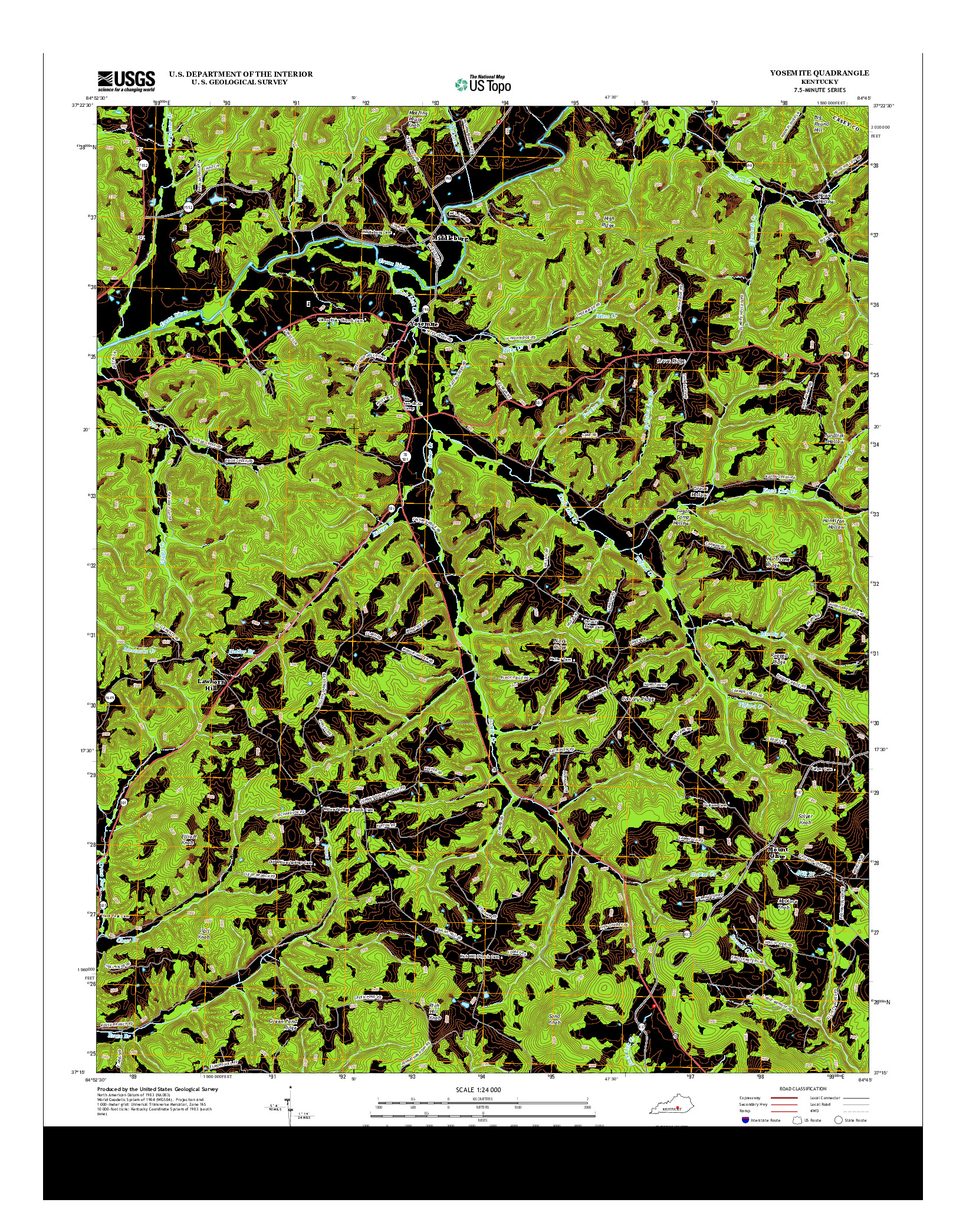 USGS US TOPO 7.5-MINUTE MAP FOR YOSEMITE, KY 2013