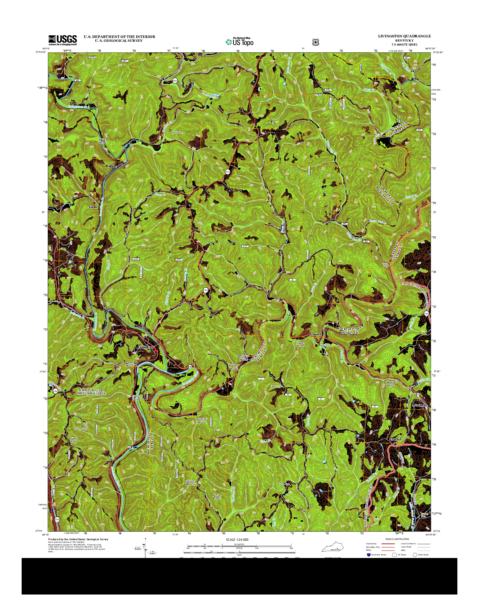 USGS US TOPO 7.5-MINUTE MAP FOR LIVINGSTON, KY 2013