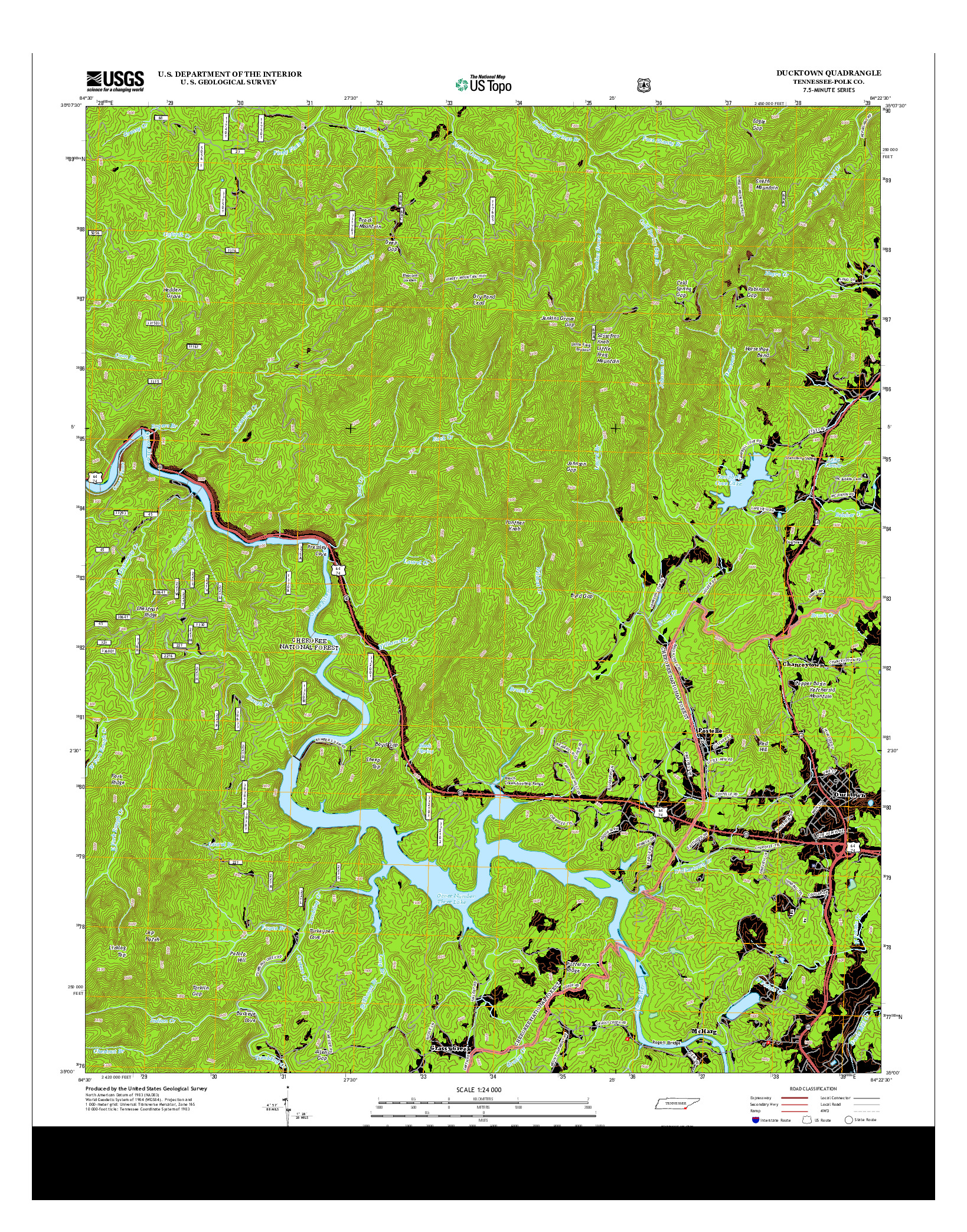 USGS US TOPO 7.5-MINUTE MAP FOR DUCKTOWN, TN 2013