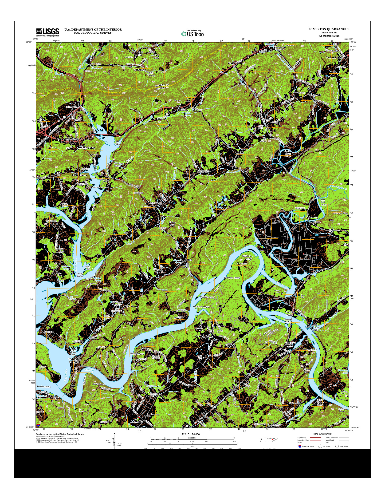 USGS US TOPO 7.5-MINUTE MAP FOR ELVERTON, TN 2013