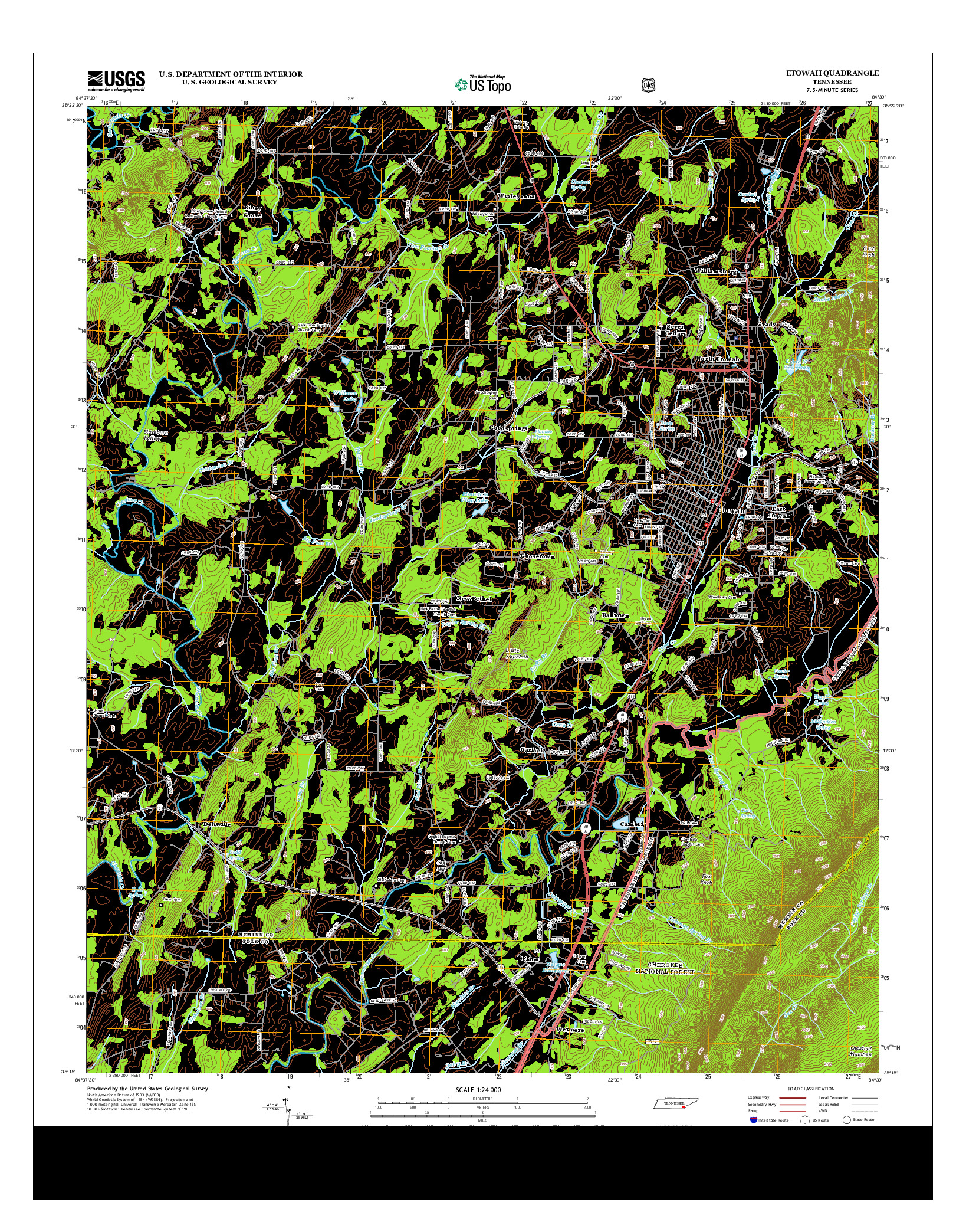 USGS US TOPO 7.5-MINUTE MAP FOR ETOWAH, TN 2013