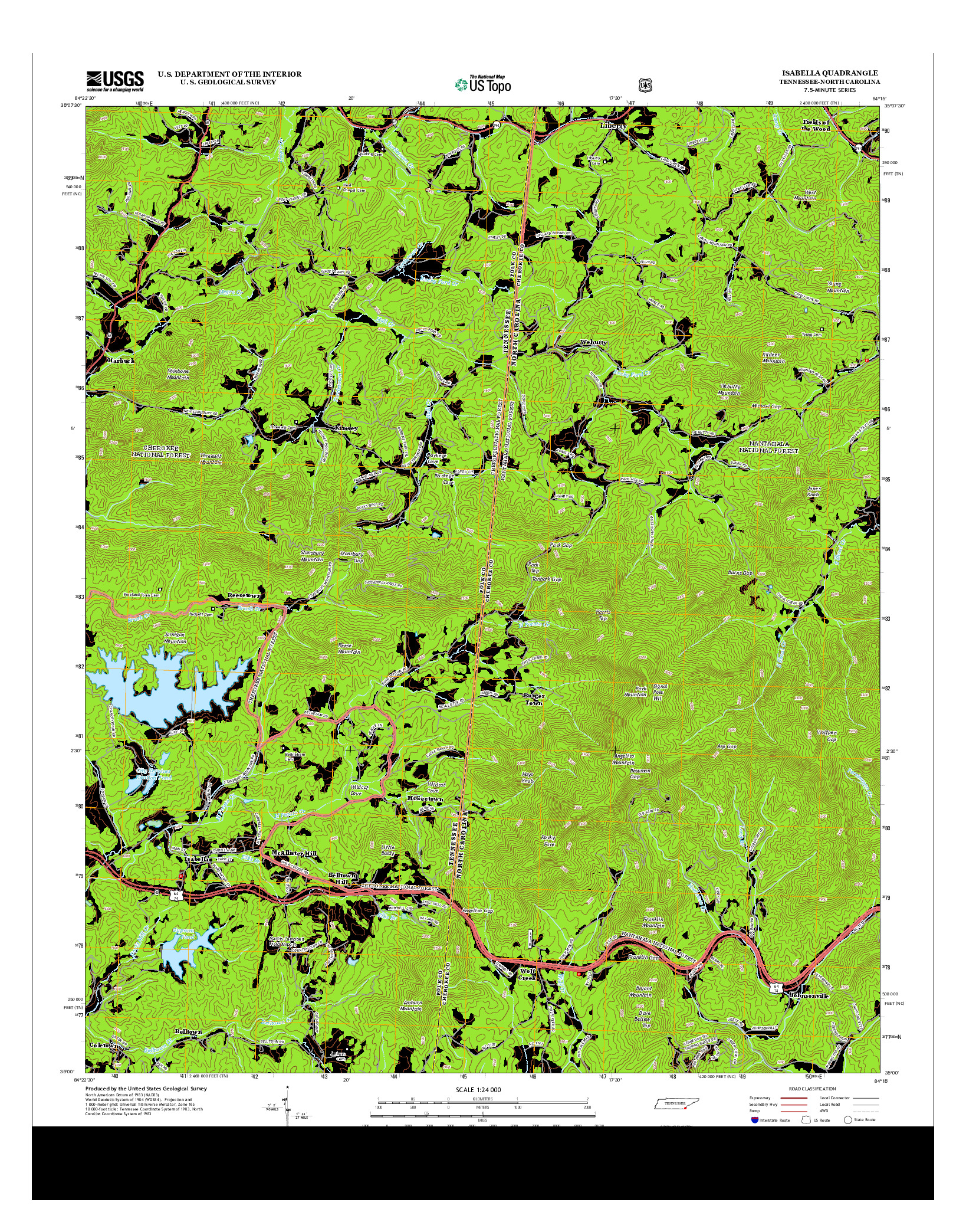 USGS US TOPO 7.5-MINUTE MAP FOR ISABELLA, TN-NC 2013