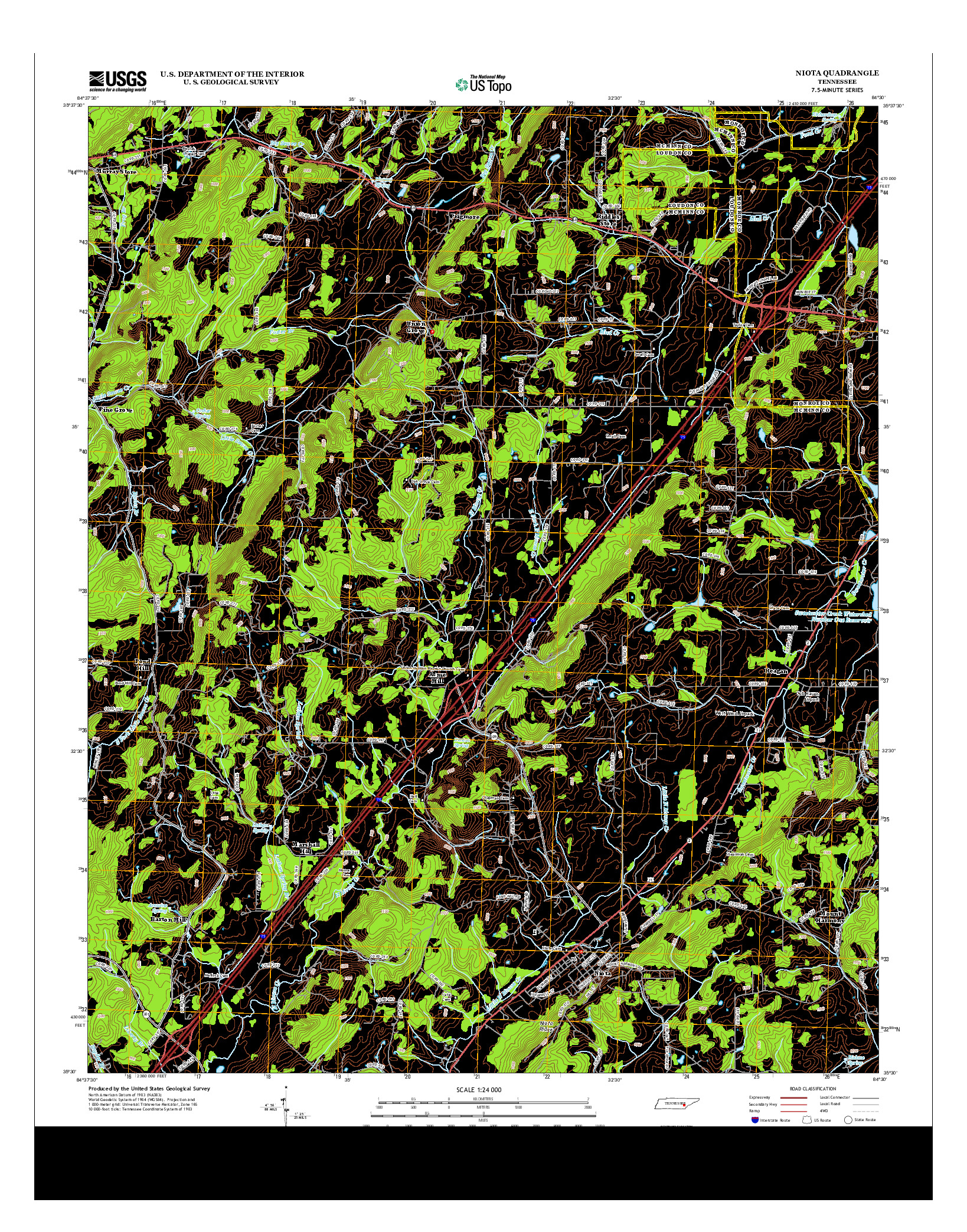 USGS US TOPO 7.5-MINUTE MAP FOR NIOTA, TN 2013