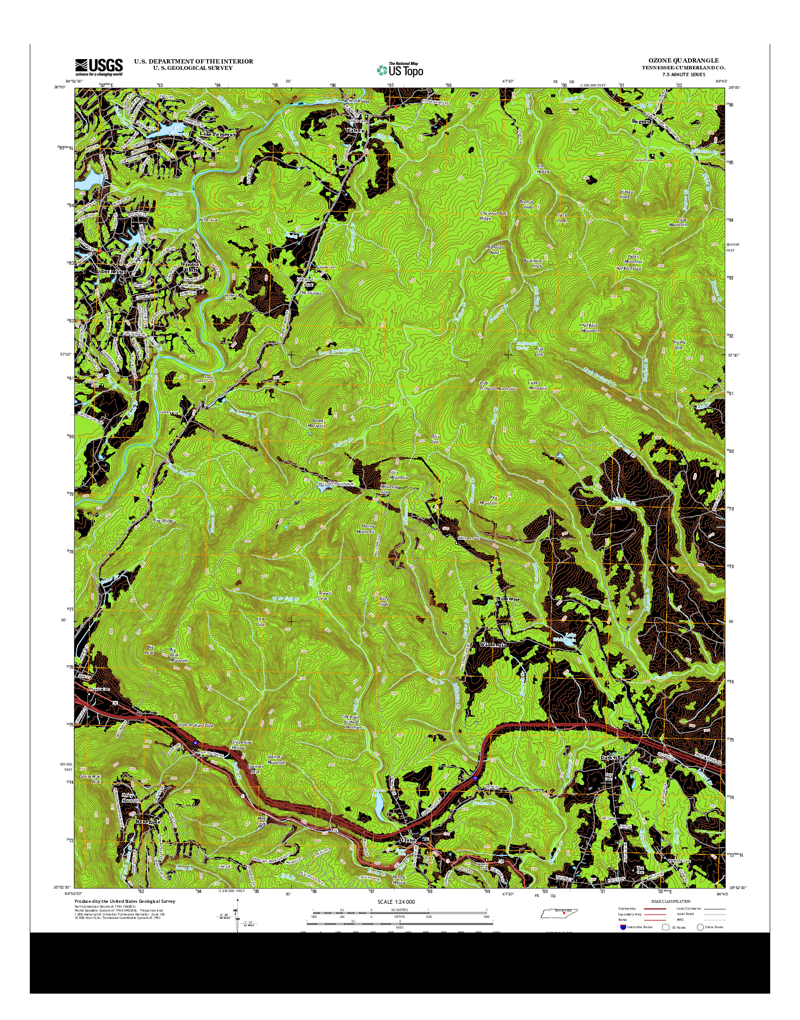 USGS US TOPO 7.5-MINUTE MAP FOR OZONE, TN 2013