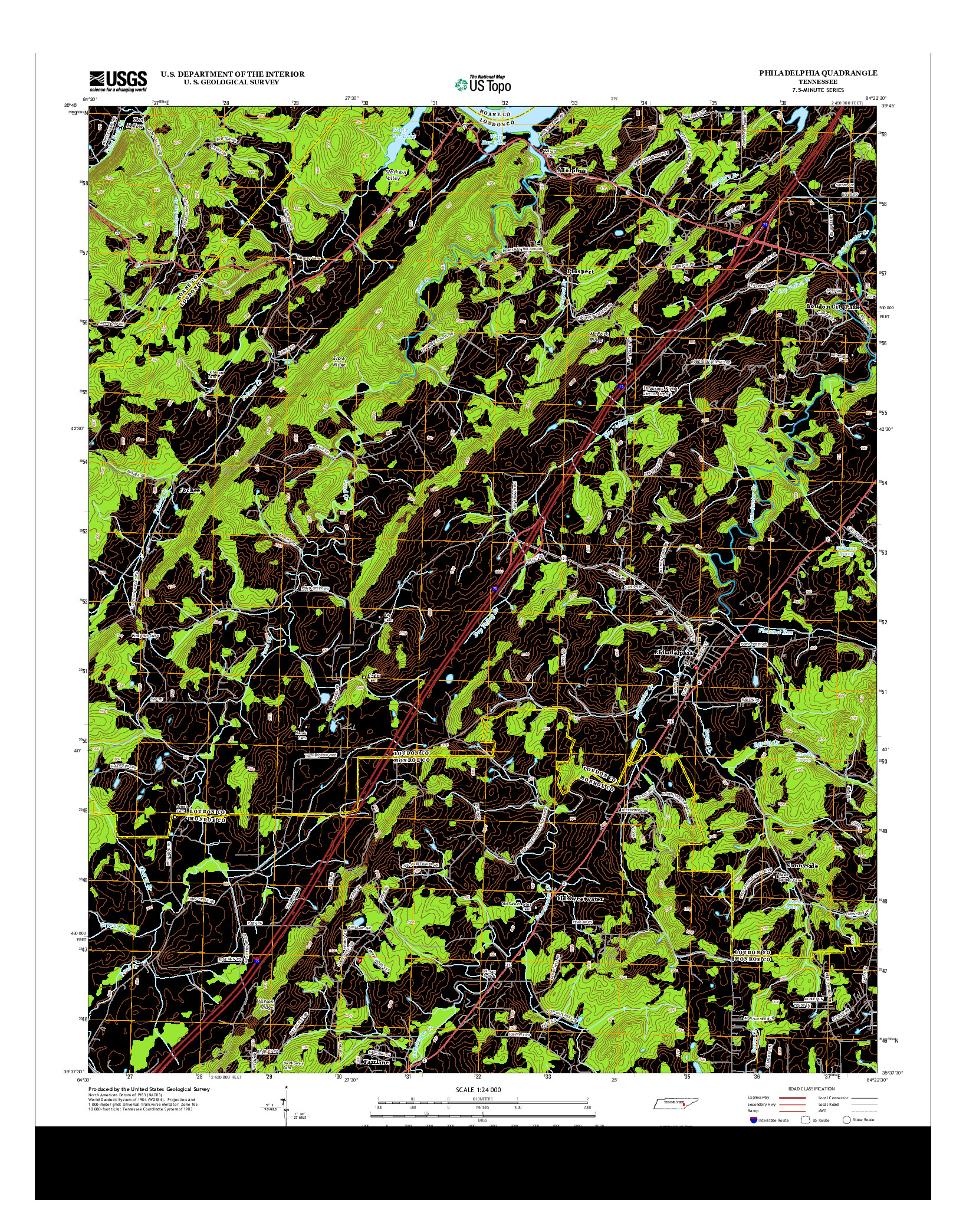 USGS US TOPO 7.5-MINUTE MAP FOR PHILADELPHIA, TN 2013