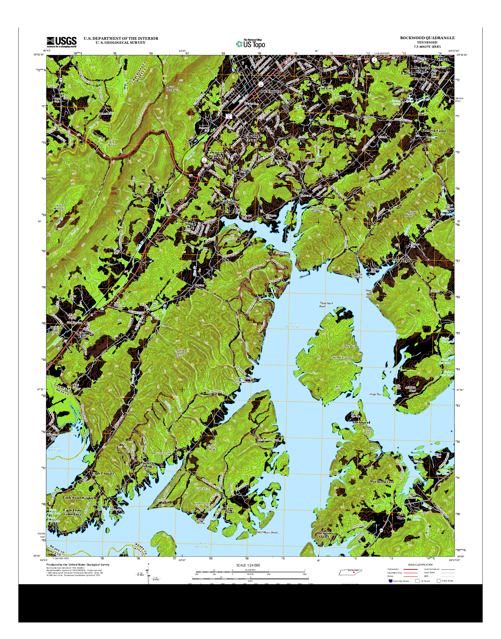 USGS US TOPO 7.5-MINUTE MAP FOR ROCKWOOD, TN 2013