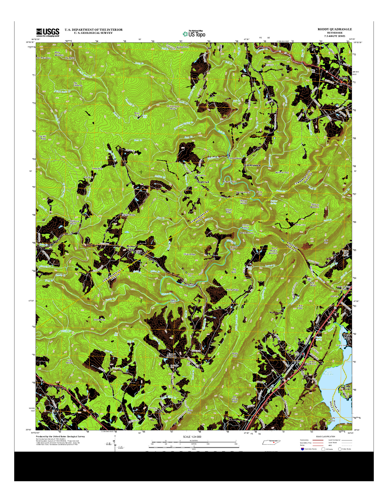 USGS US TOPO 7.5-MINUTE MAP FOR RODDY, TN 2013