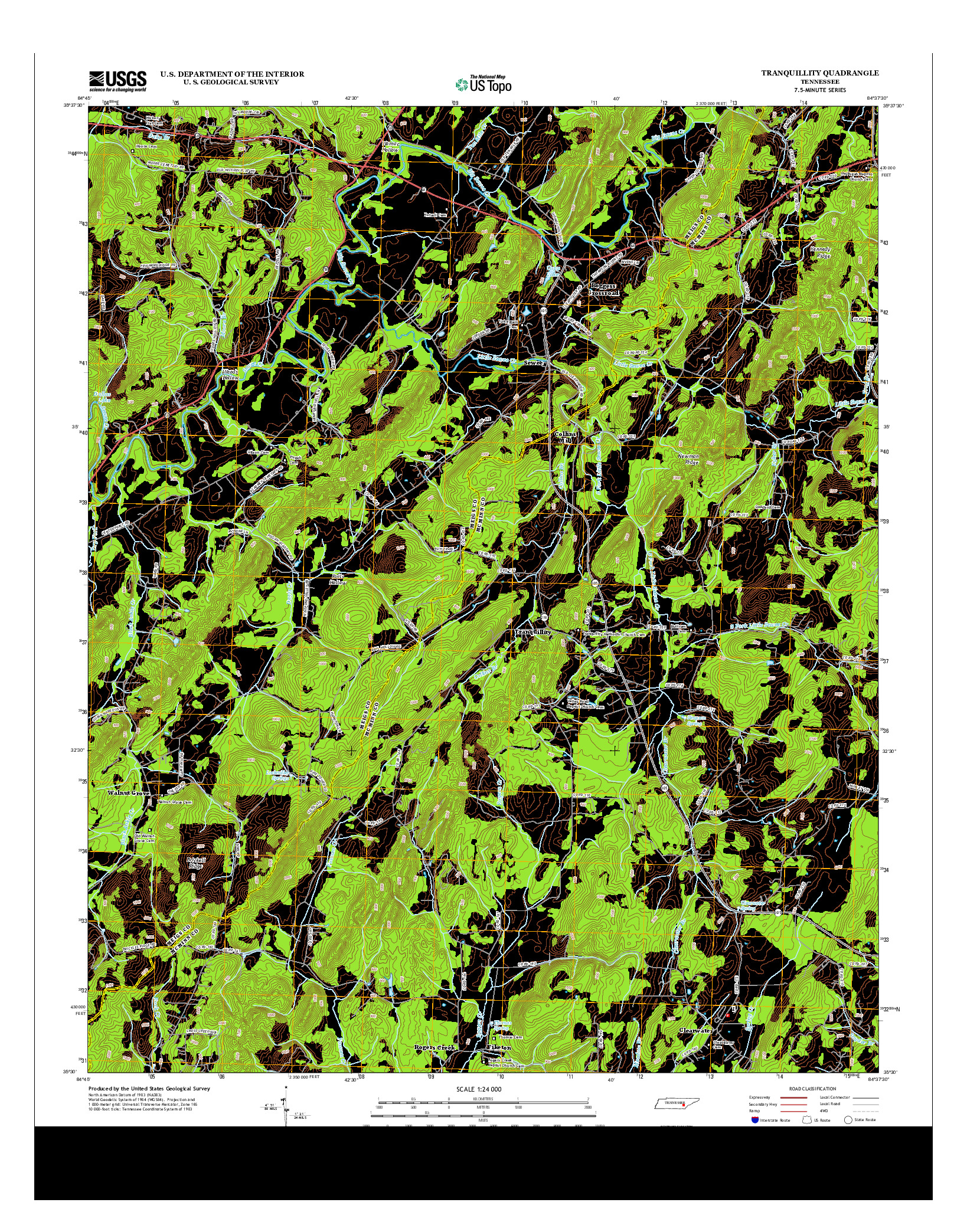 USGS US TOPO 7.5-MINUTE MAP FOR TRANQUILLITY, TN 2013