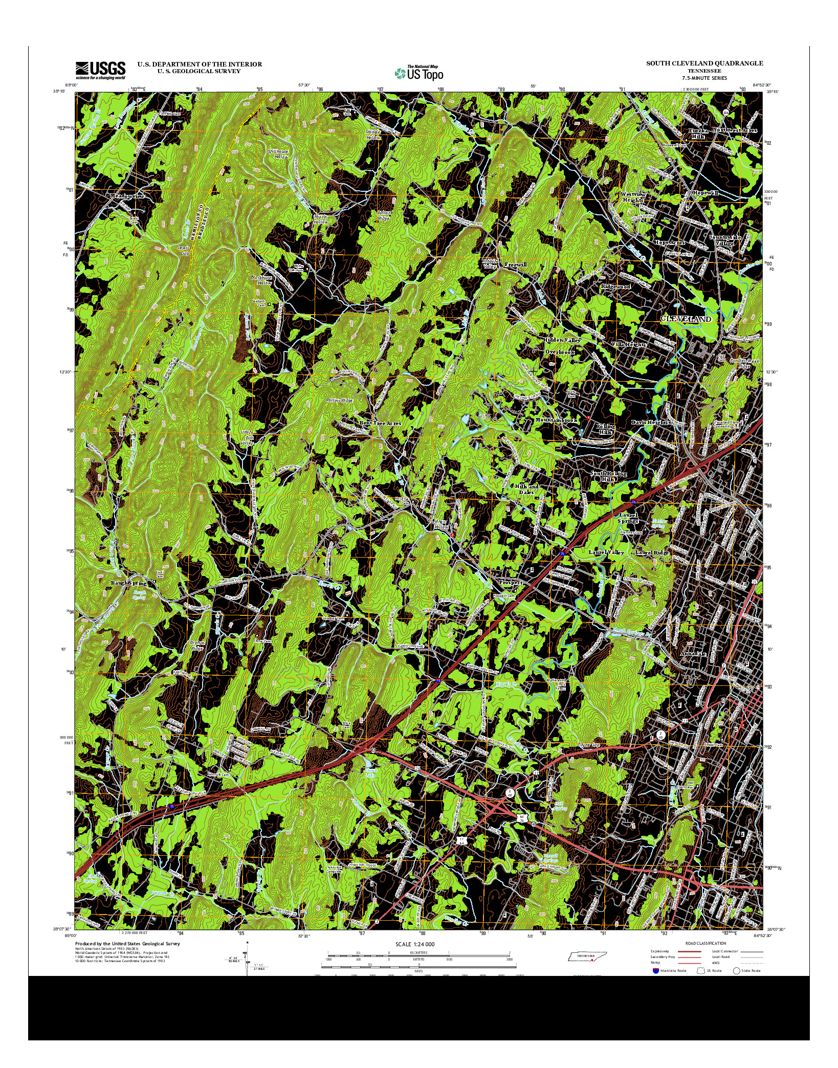 USGS US TOPO 7.5-MINUTE MAP FOR SOUTH CLEVELAND, TN 2013