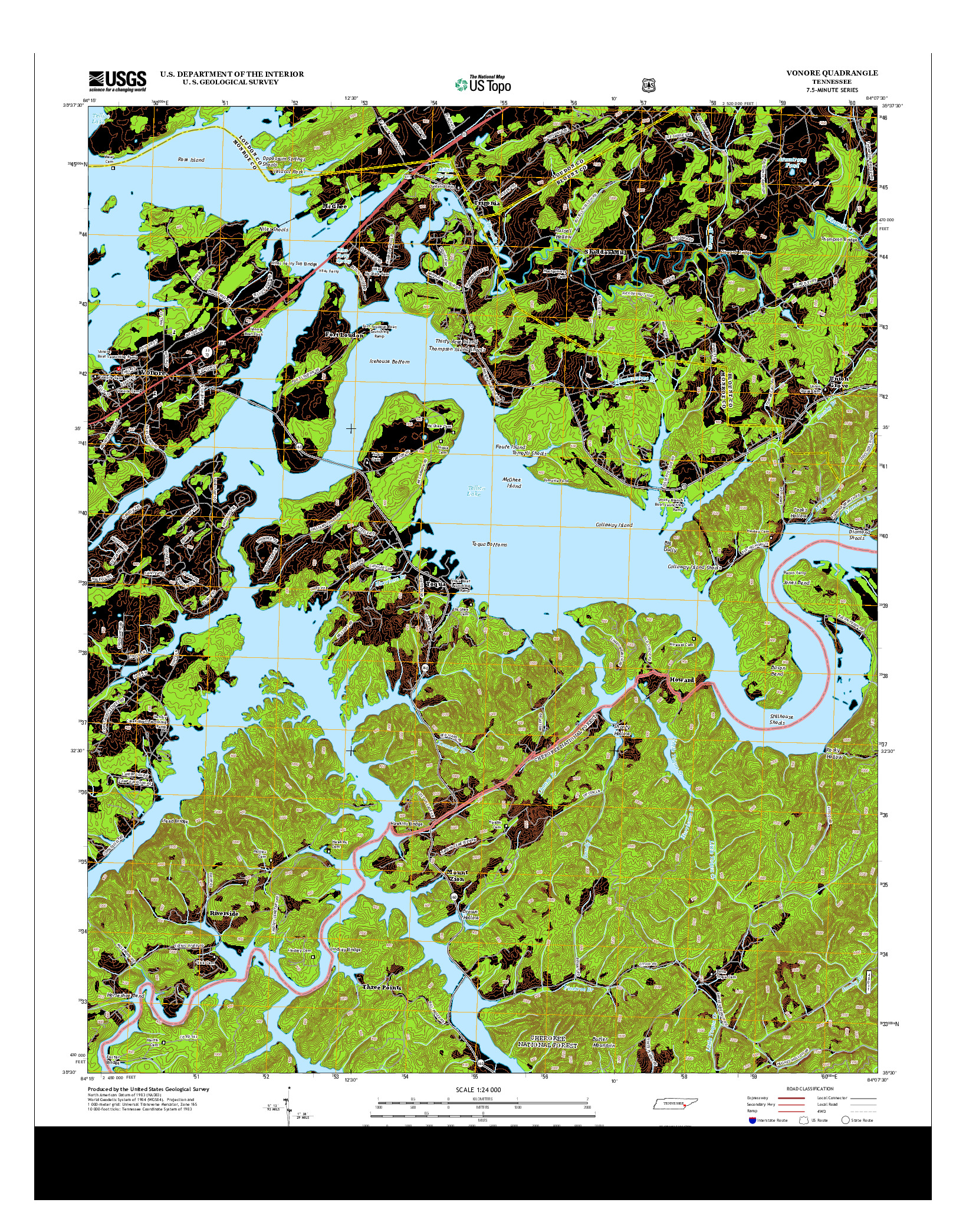 USGS US TOPO 7.5-MINUTE MAP FOR VONORE, TN 2013
