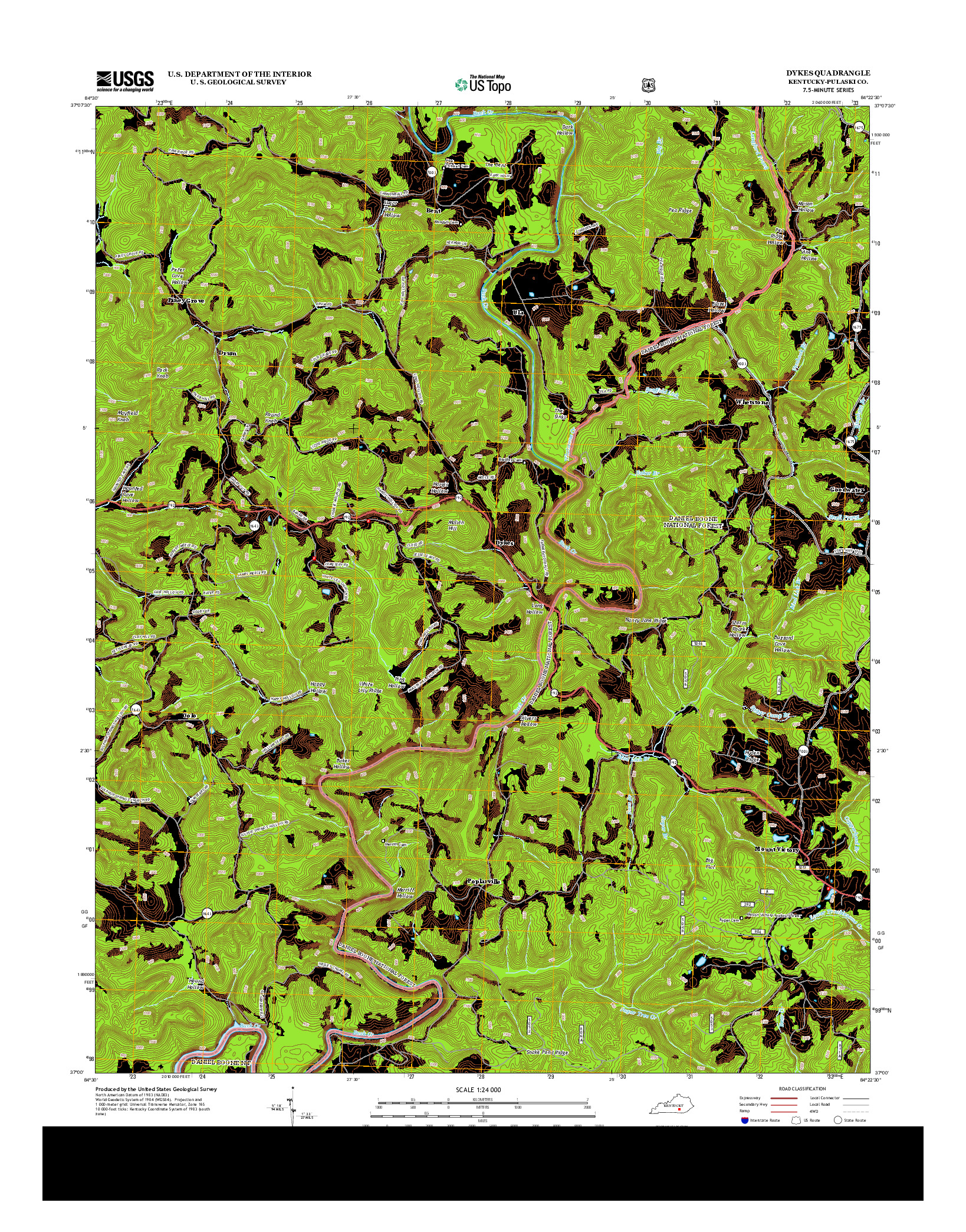 USGS US TOPO 7.5-MINUTE MAP FOR DYKES, KY 2013