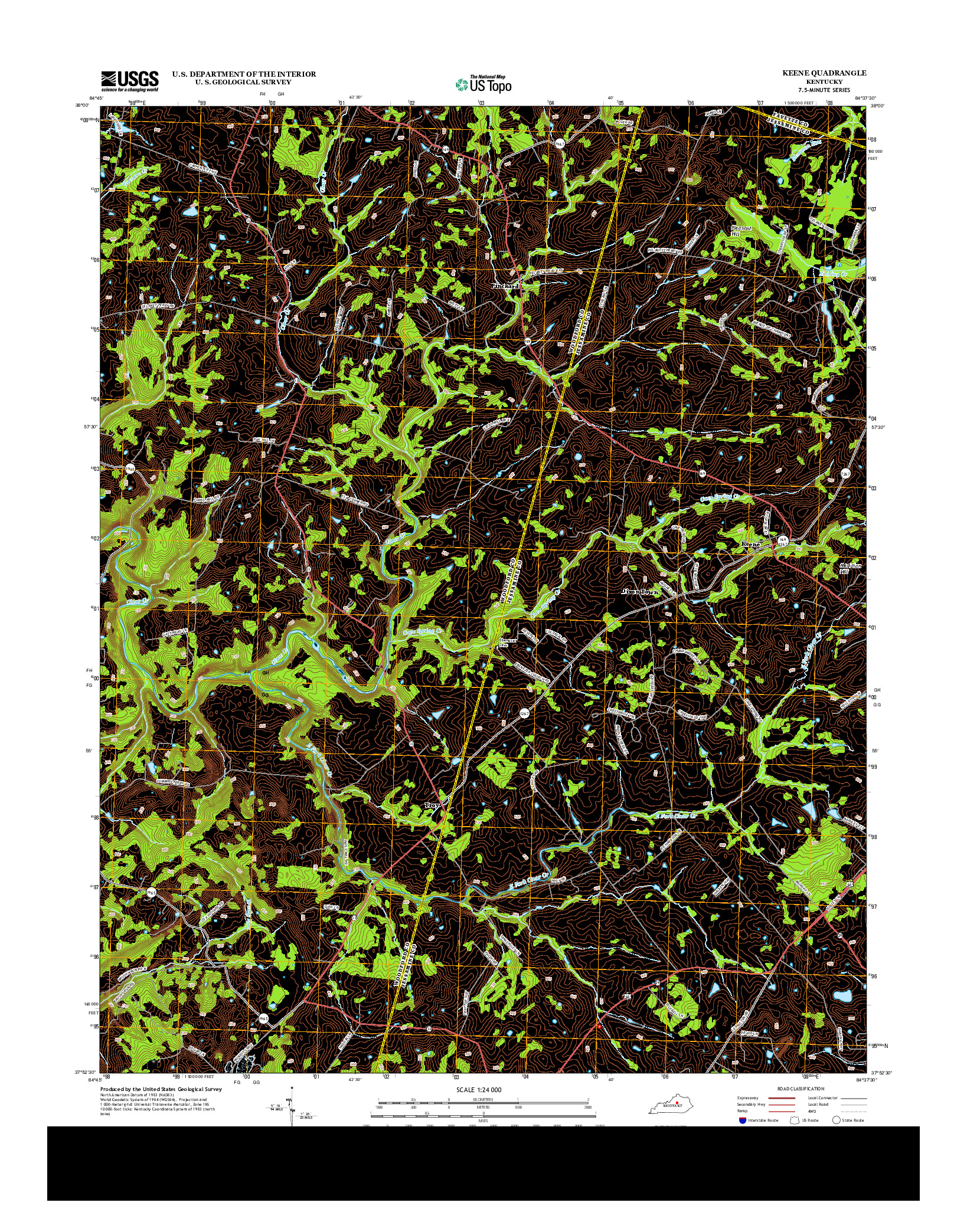 USGS US TOPO 7.5-MINUTE MAP FOR KEENE, KY 2013