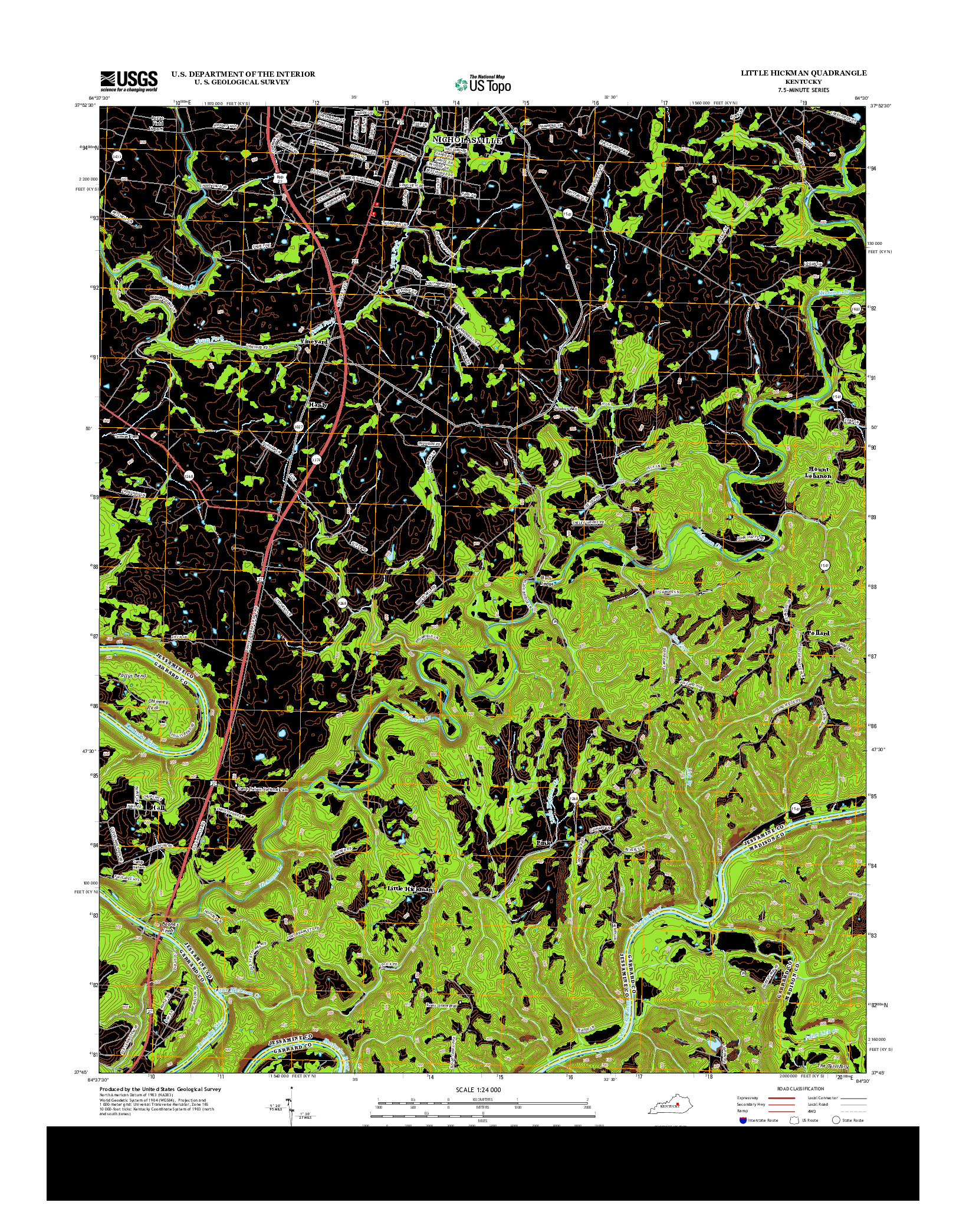 USGS US TOPO 7.5-MINUTE MAP FOR LITTLE HICKMAN, KY 2013