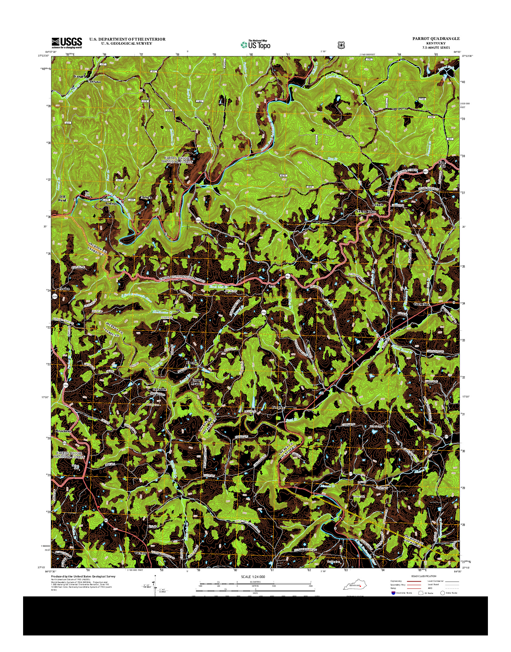 USGS US TOPO 7.5-MINUTE MAP FOR PARROT, KY 2013