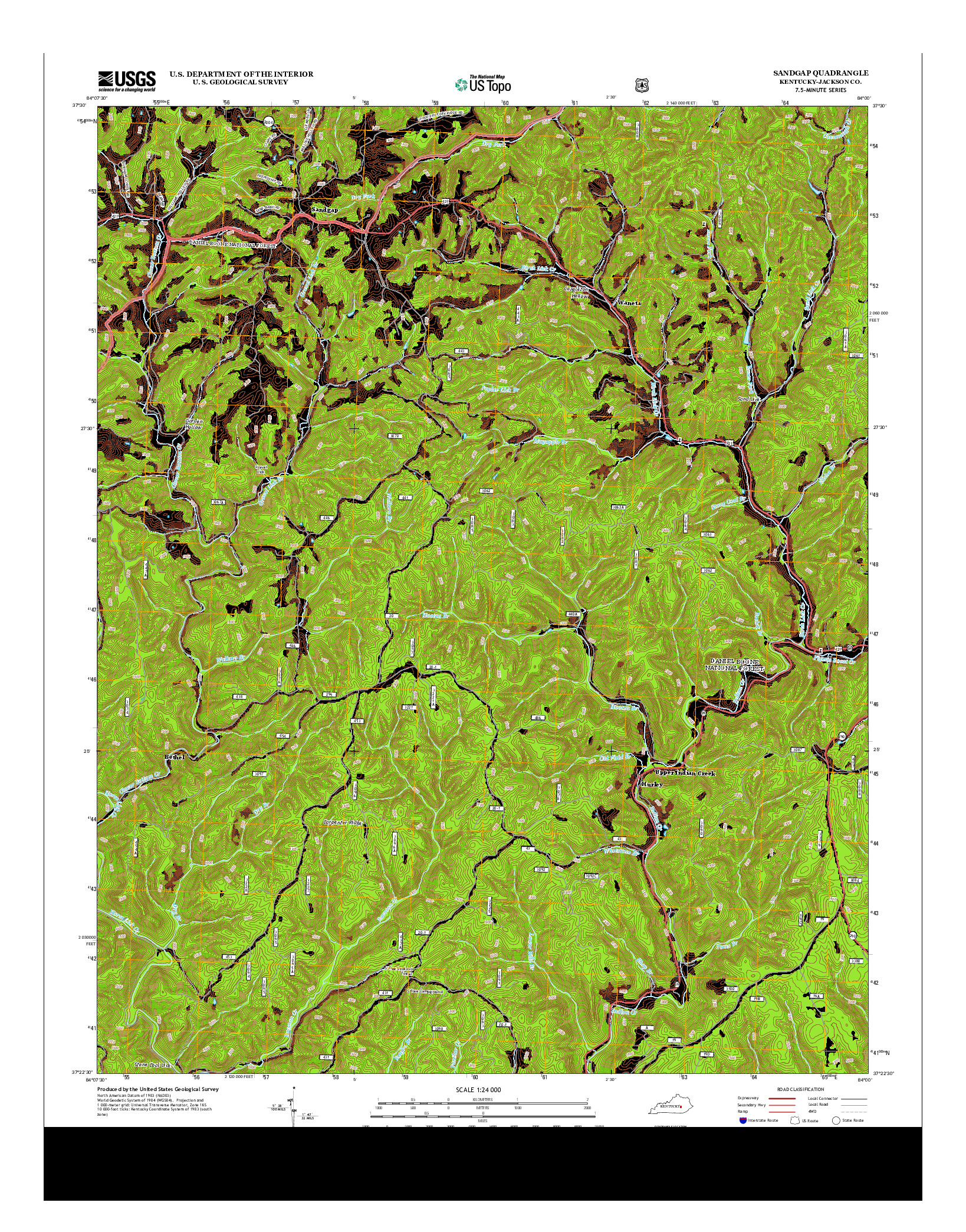 USGS US TOPO 7.5-MINUTE MAP FOR SANDGAP, KY 2013