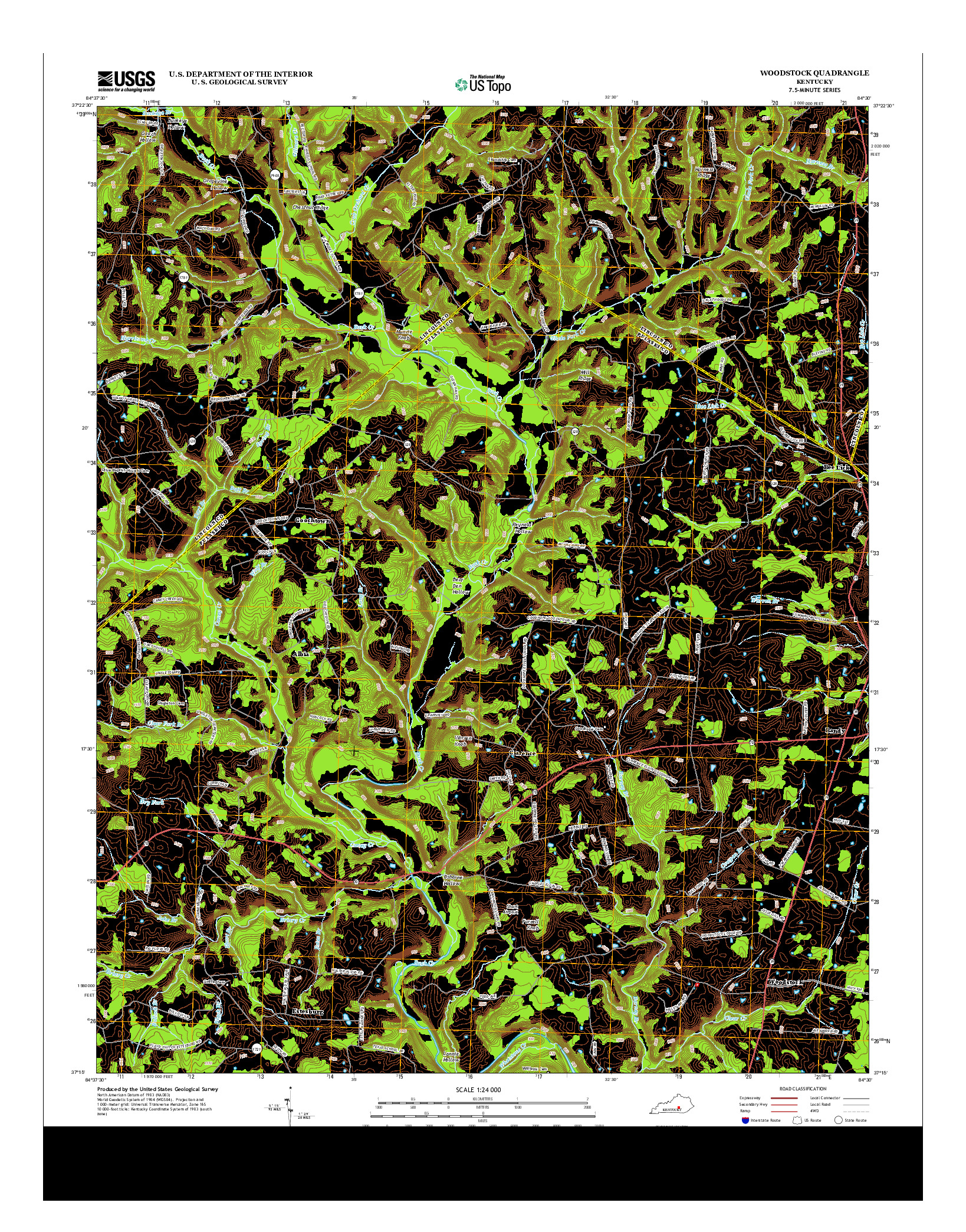 USGS US TOPO 7.5-MINUTE MAP FOR WOODSTOCK, KY 2013