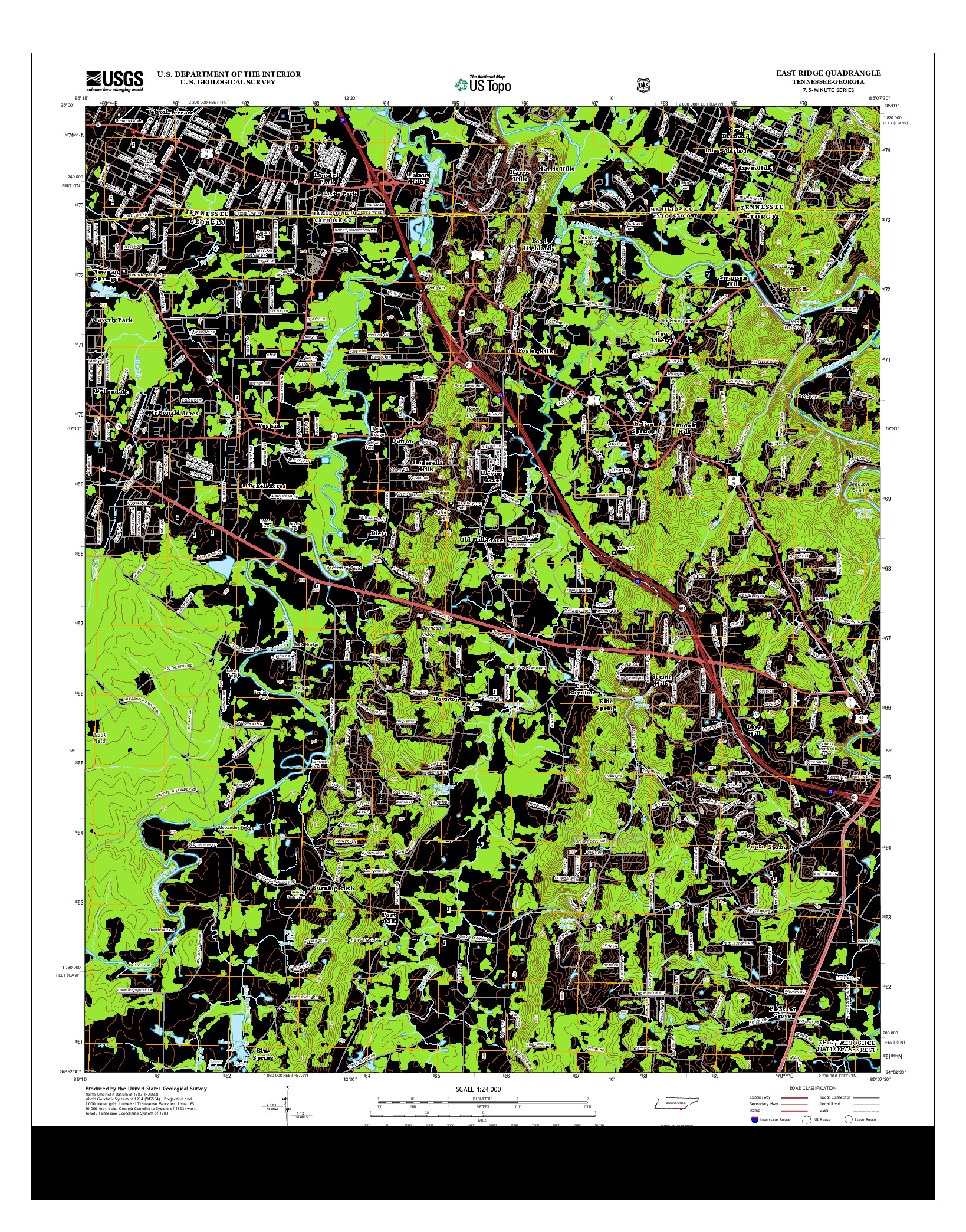 USGS US TOPO 7.5-MINUTE MAP FOR EAST RIDGE, TN-GA 2013