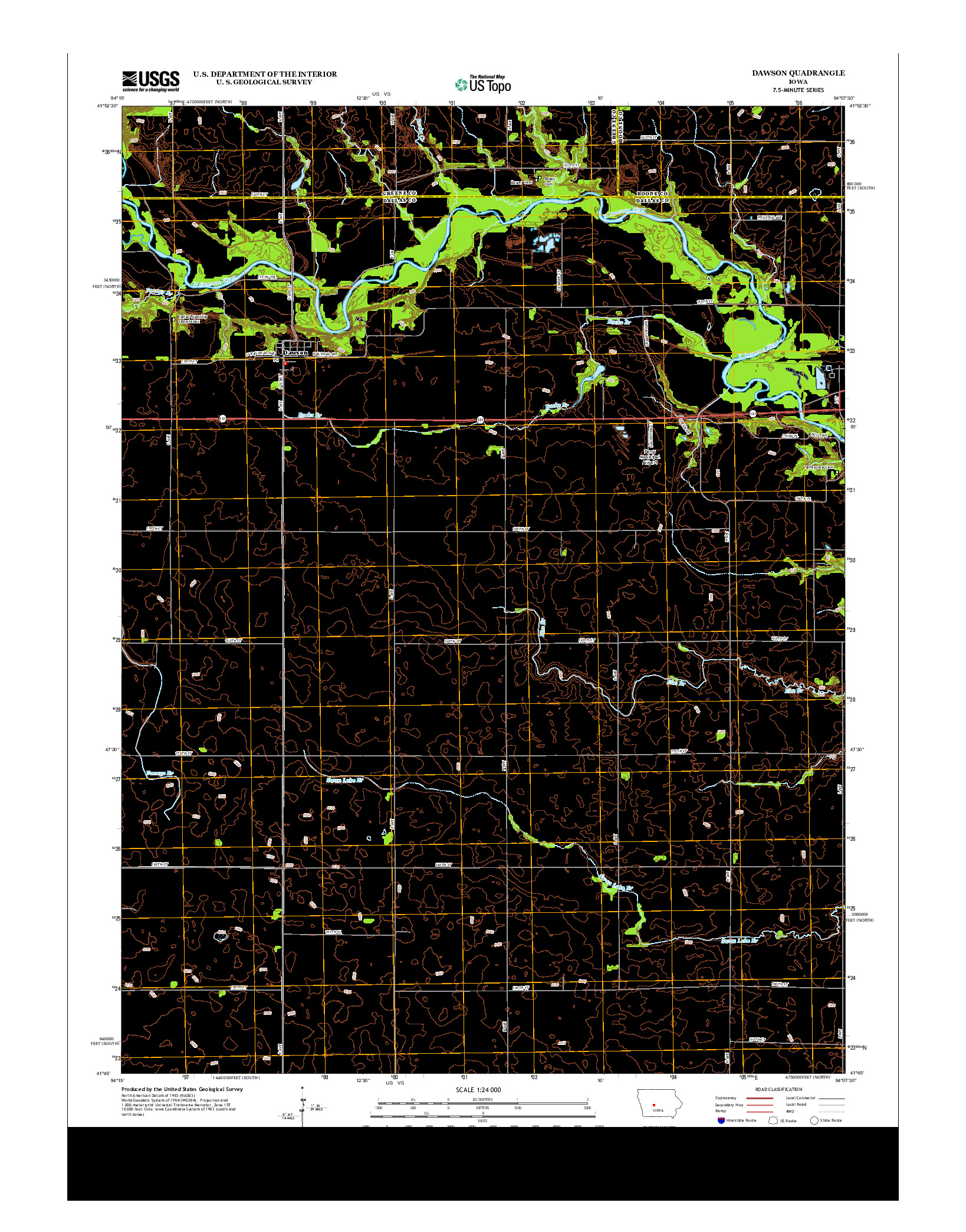 USGS US TOPO 7.5-MINUTE MAP FOR DAWSON, IA 2013