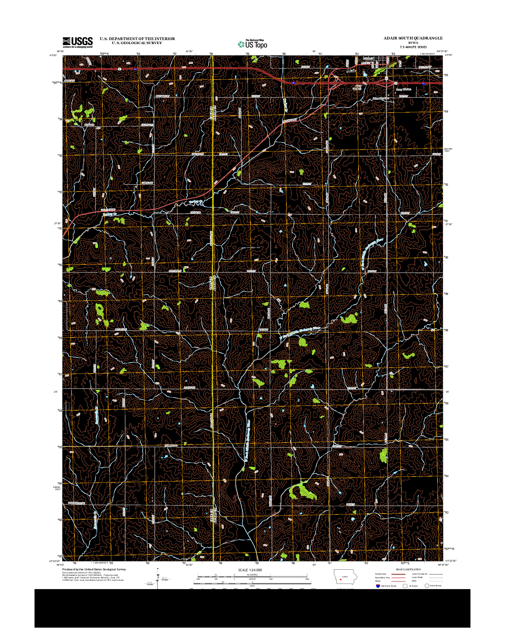 USGS US TOPO 7.5-MINUTE MAP FOR ADAIR SOUTH, IA 2013