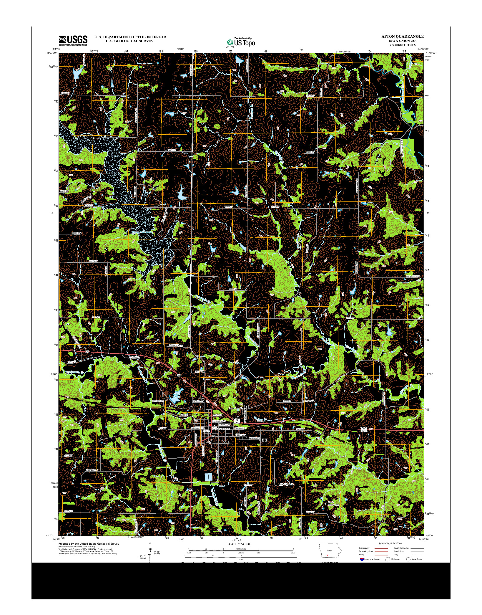 USGS US TOPO 7.5-MINUTE MAP FOR AFTON, IA 2013